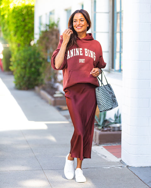 ANINE BING Bar Silk Skirt Dark Cherry DIANI