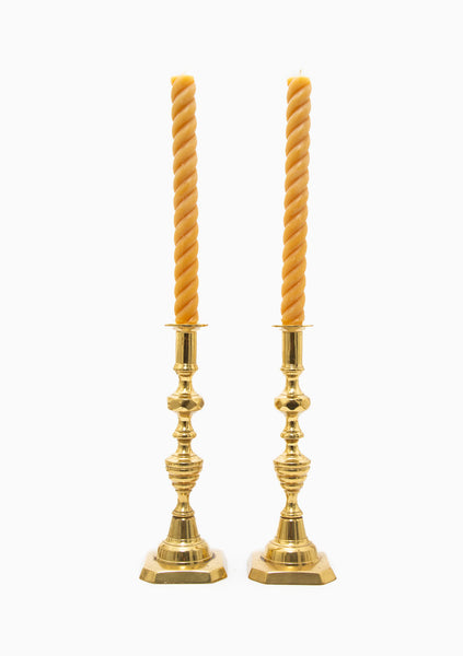 Antique Brass Victorian Beehive Candlesticks Pair, 11 – DIANI