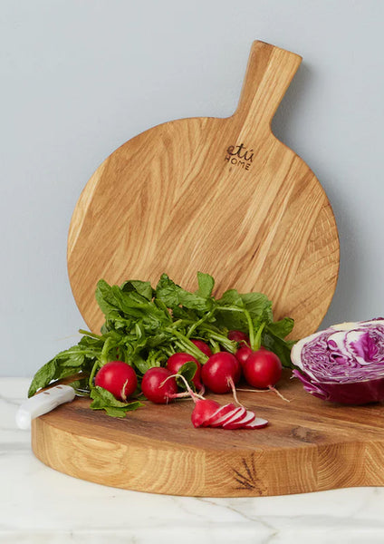 Round Cherry Wood Cutting Board with Handle