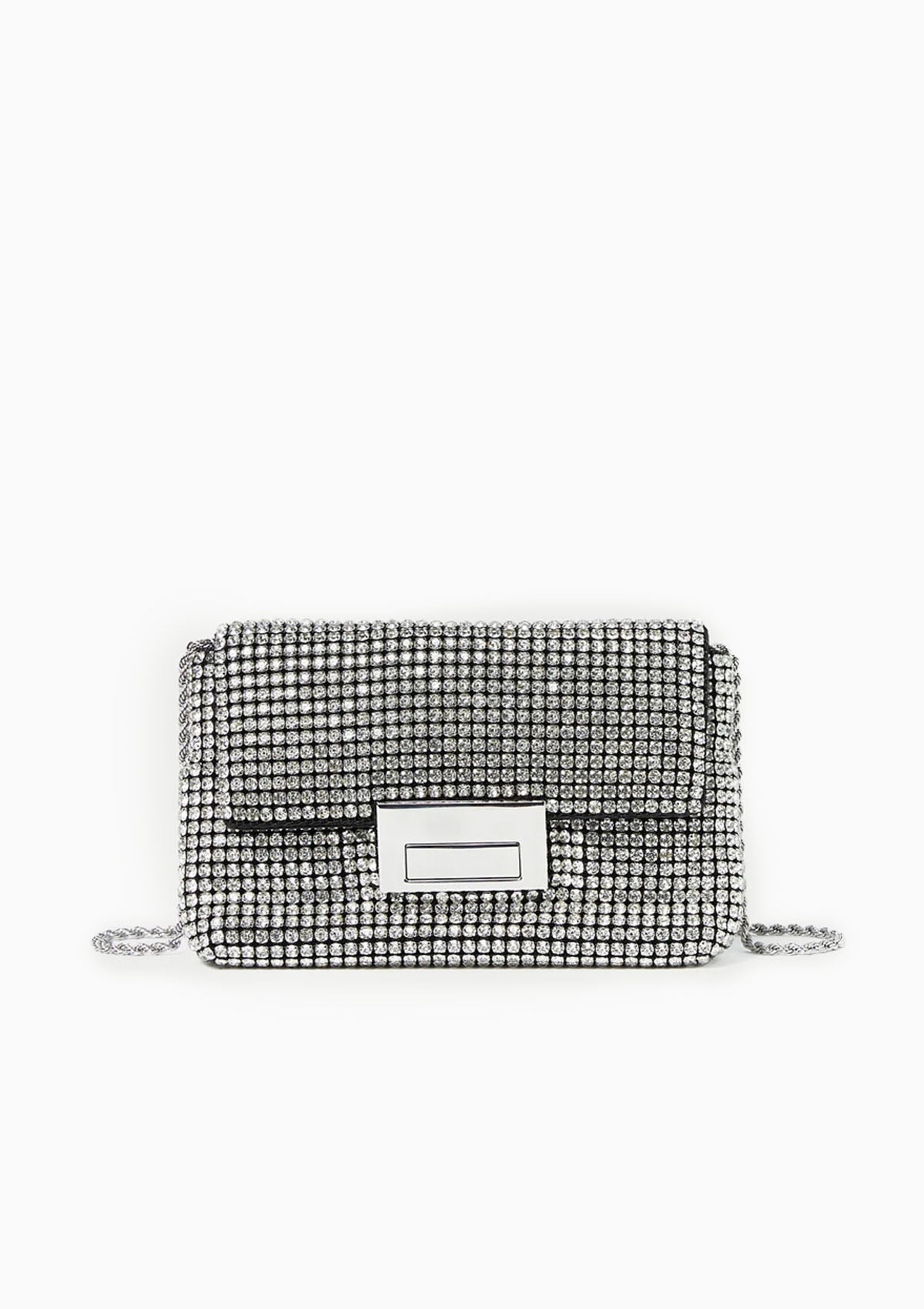 Loeffler Randall June Diamante Flap Pouch Silver