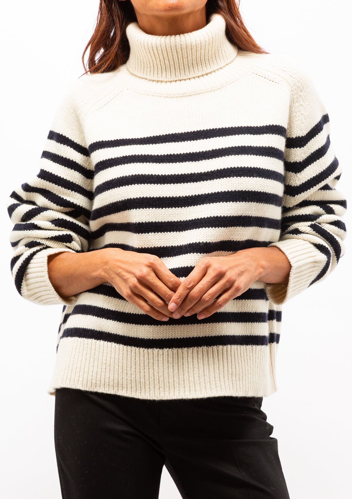 NILI LOTAN Gideon Sweater Ivory Dark Navy Stripe