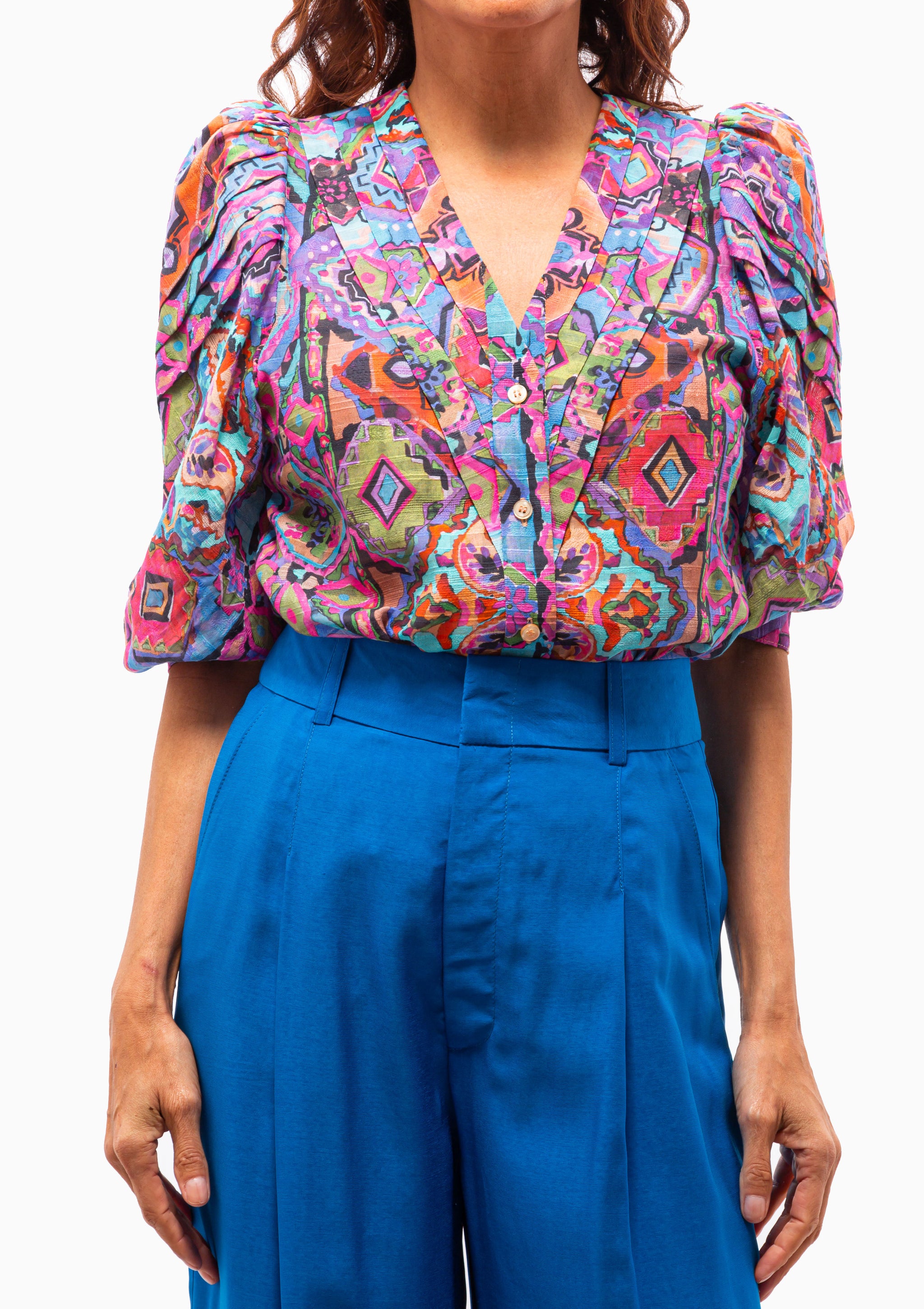 Smythe | V-Neck Frontier Blouse | Moroccan Multi