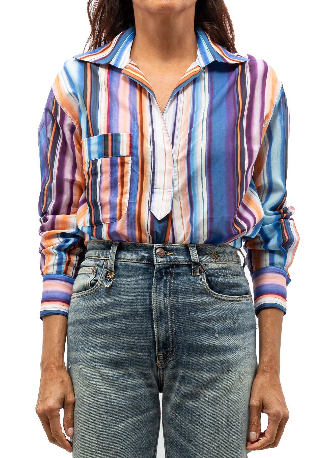 Smythe | Over The Head Pocket Shirt | Sunset Stripe