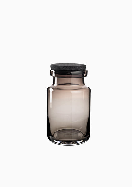 Small Glass Storage Canister with Black Wood Top - Hudson Grace