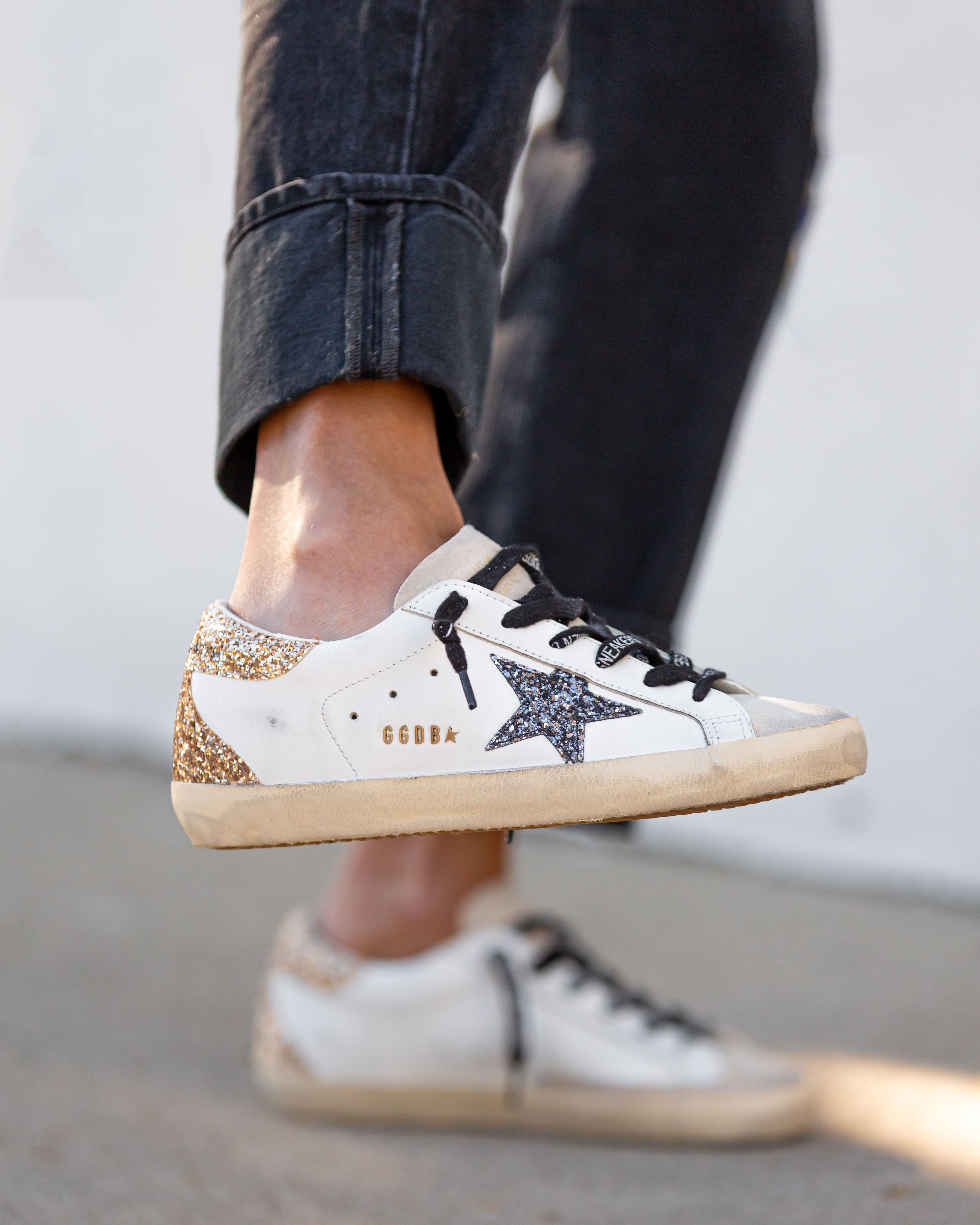 Superstar Sneaker Leather Glitter Star Lettering | White/Seed Pearl/Black/Gold