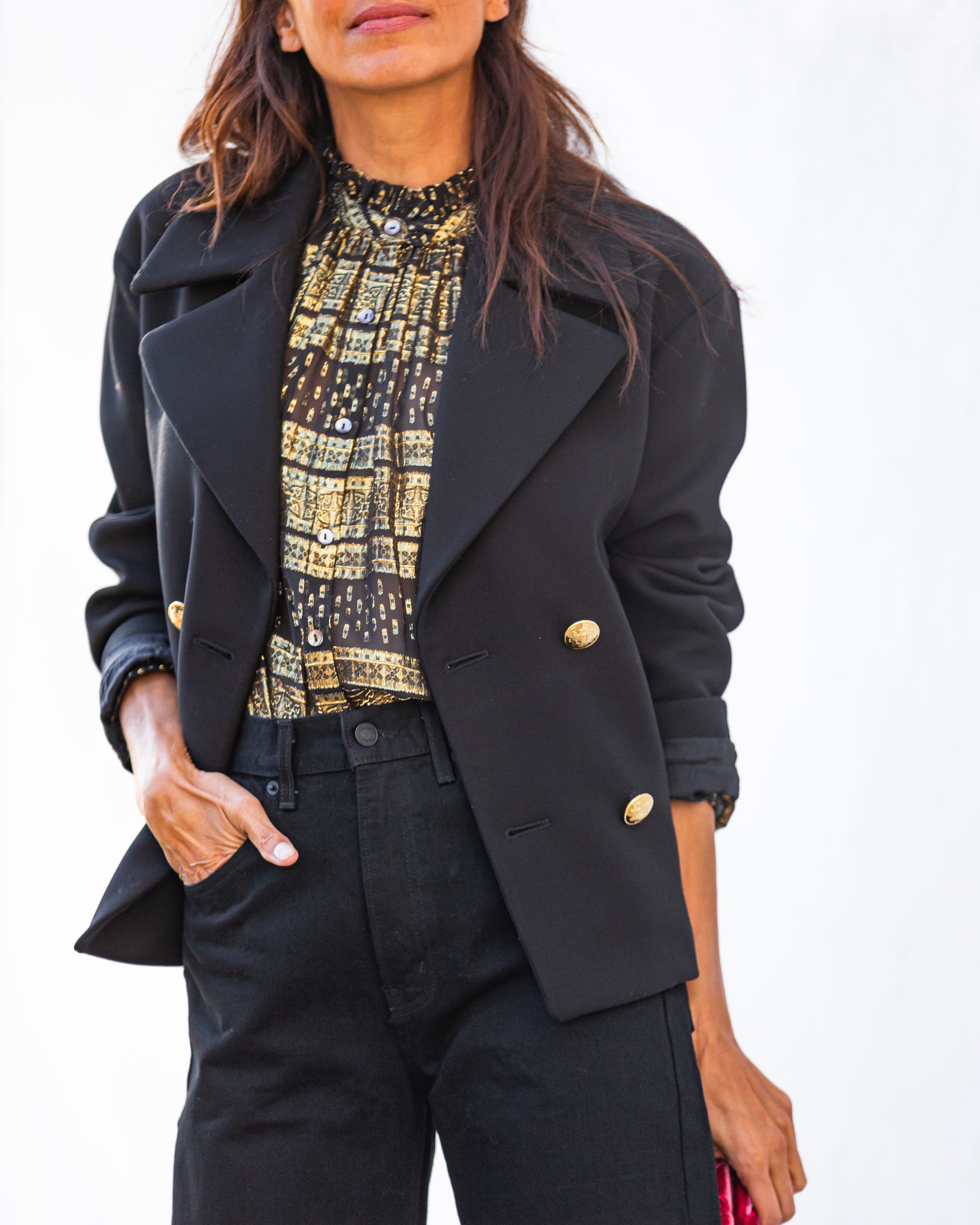 Cleophee Short DB Coat | Black