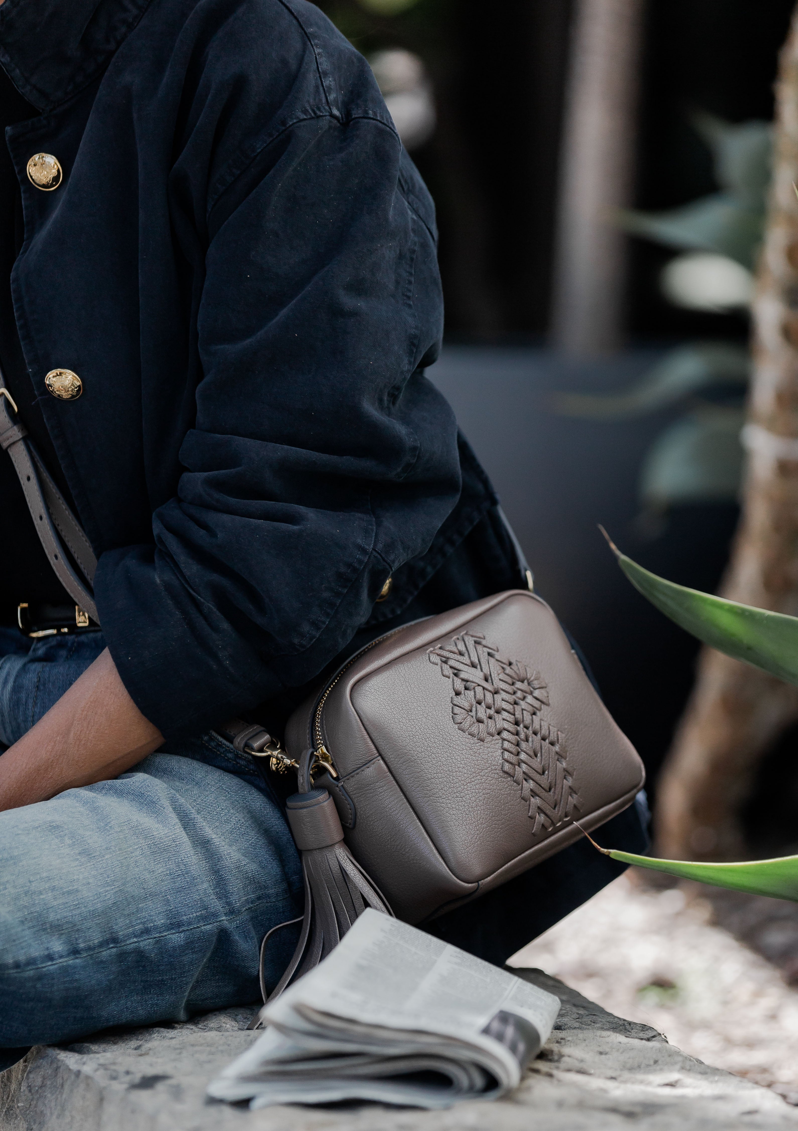 The Neeson Tassel Crossbody | Pebble