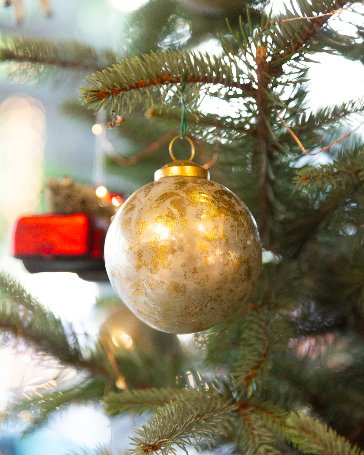 Crackled Gold Leaf Glass Ornament | Globe