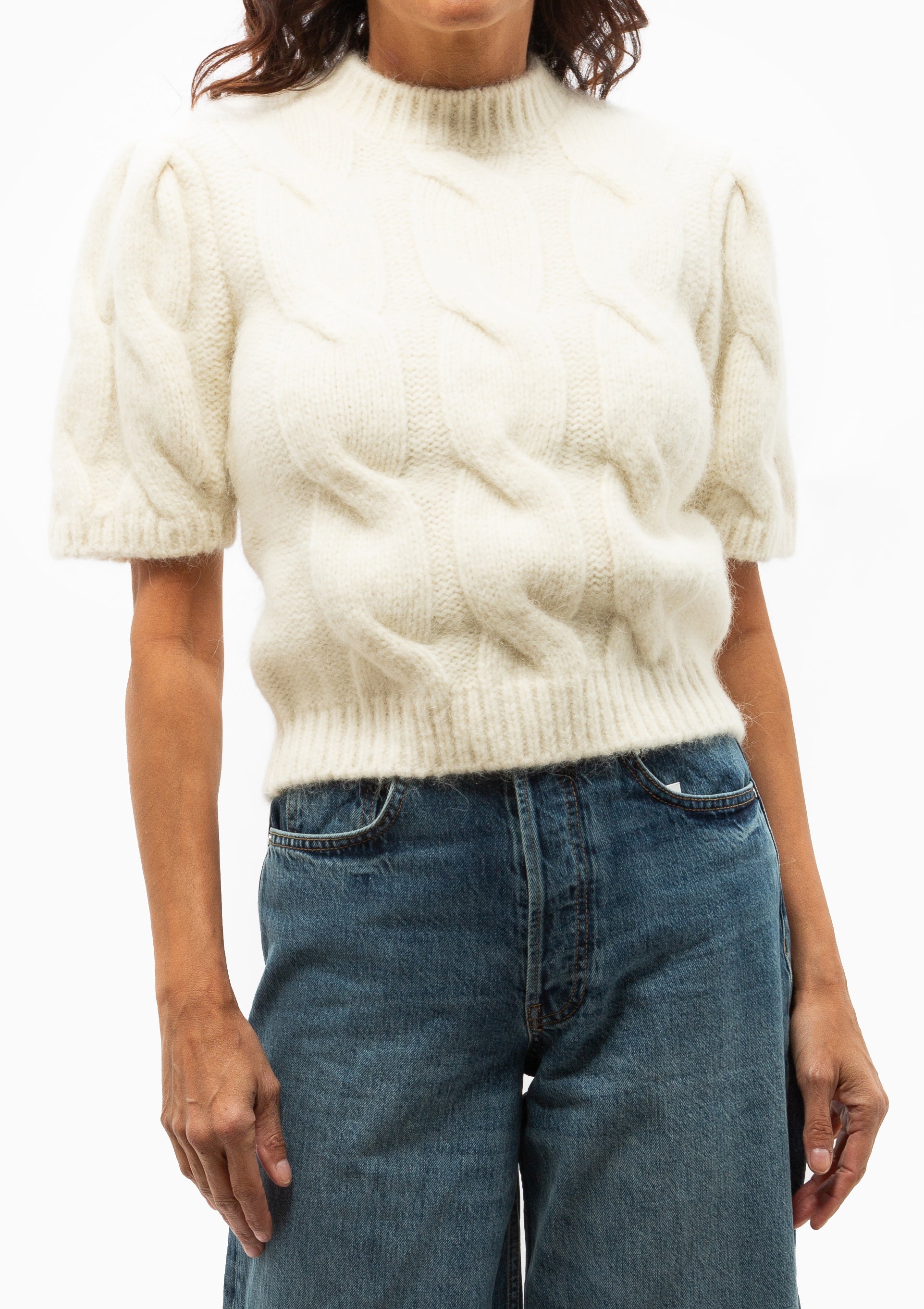 Brittany Sweater | Ivory Cable Stitch