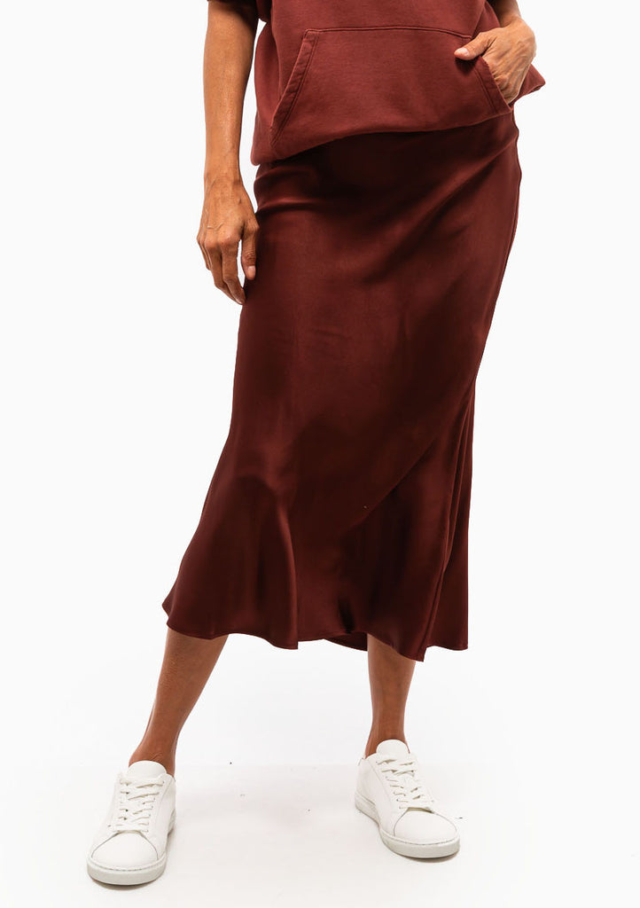 ANINE BING Bar Silk Skirt Dark Cherry DIANI