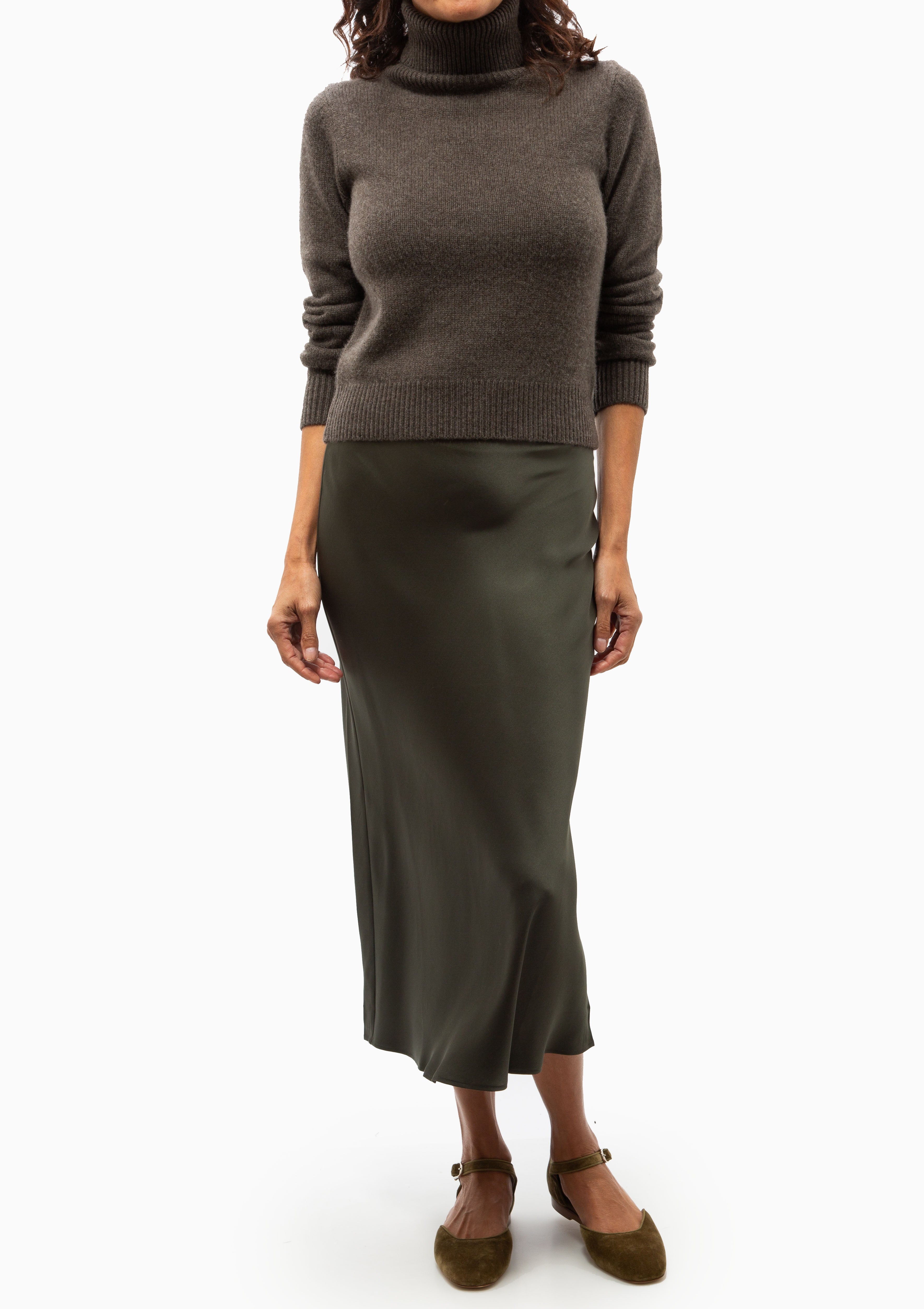 Bar Silk Skirt | Dark Olive