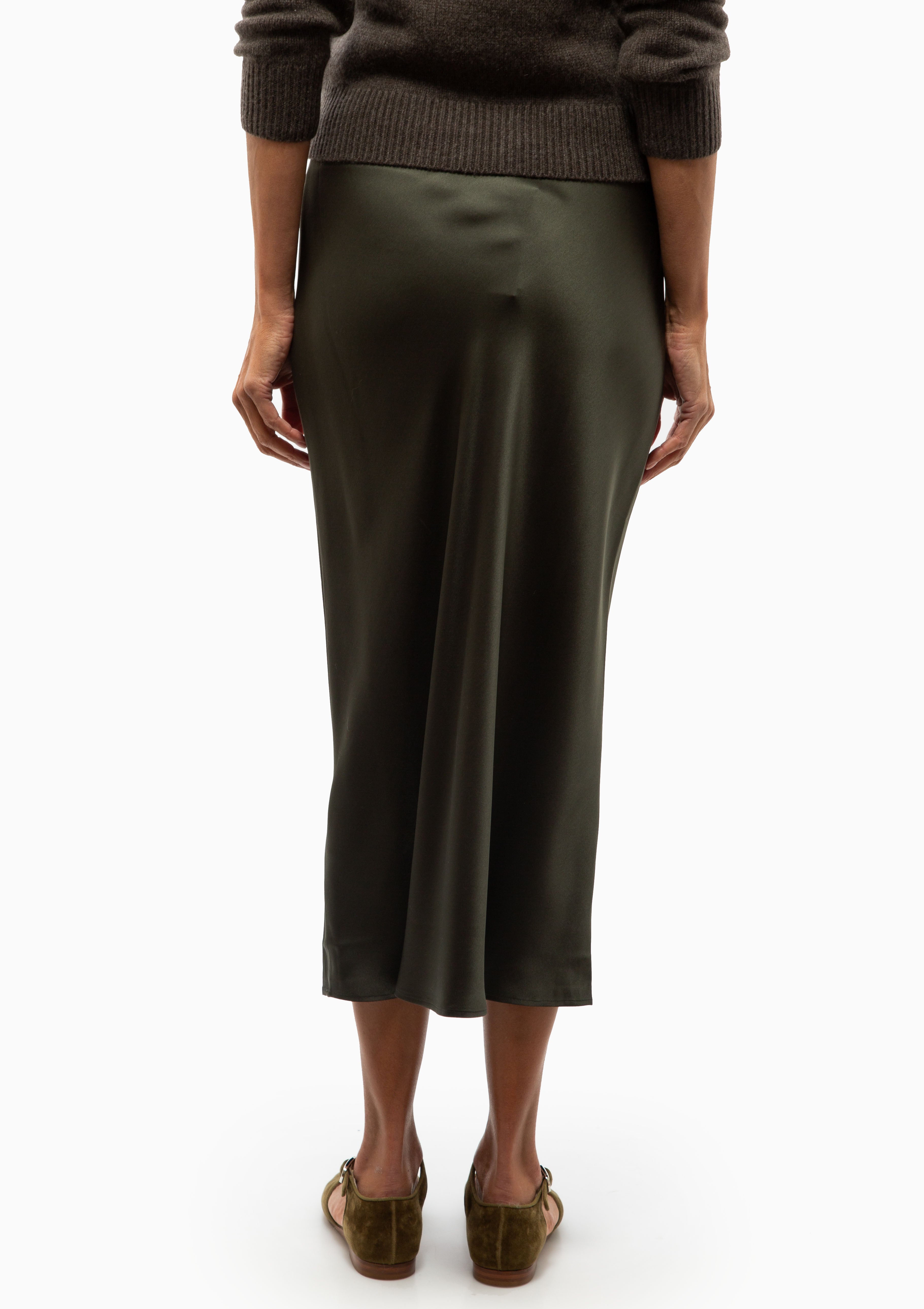 Bar Silk Skirt | Dark Olive