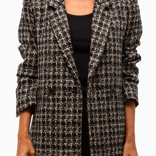 ANINE BING Madeleine Blazer Tan Black Tweed DIANI