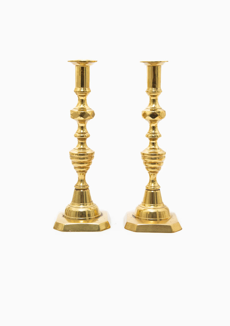 Antique Brass Victorian Beehive Candlesticks Pair, 11 – DIANI