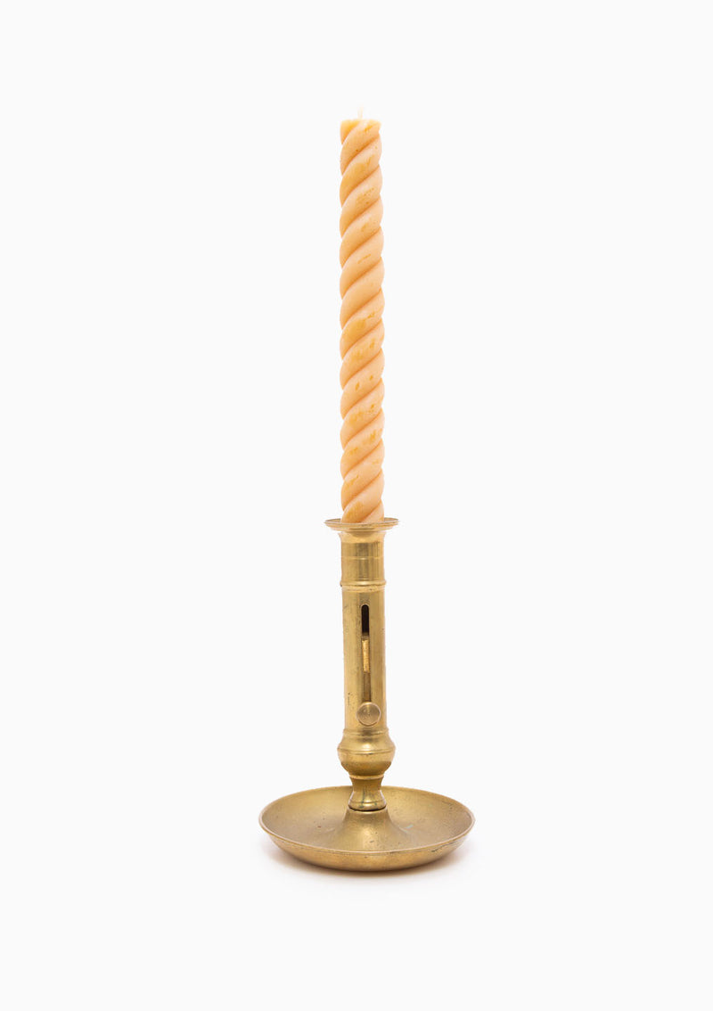 Antique English Brass Push-Up Candlestick