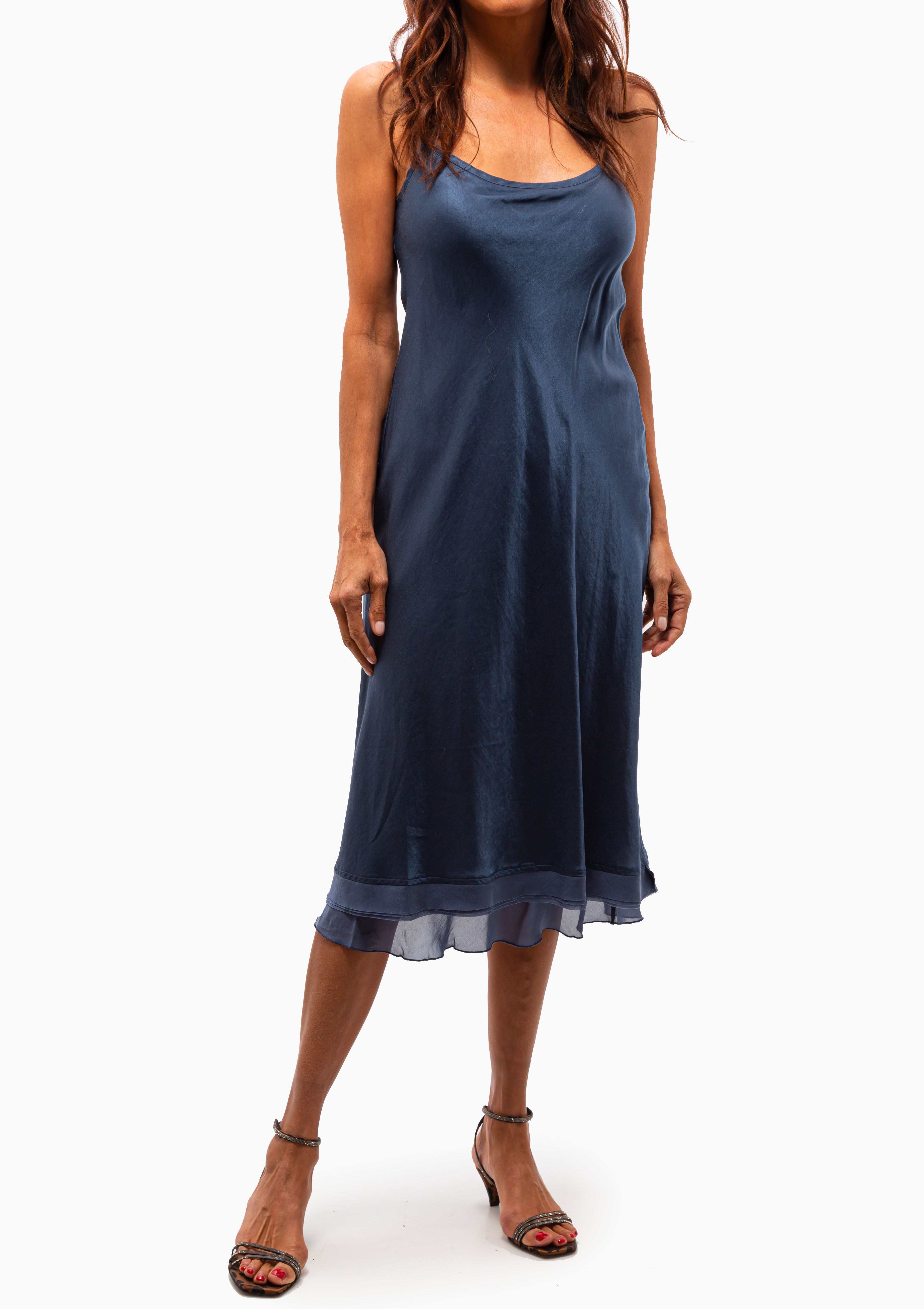 Classic Layered Slip With Chiffon | Denim