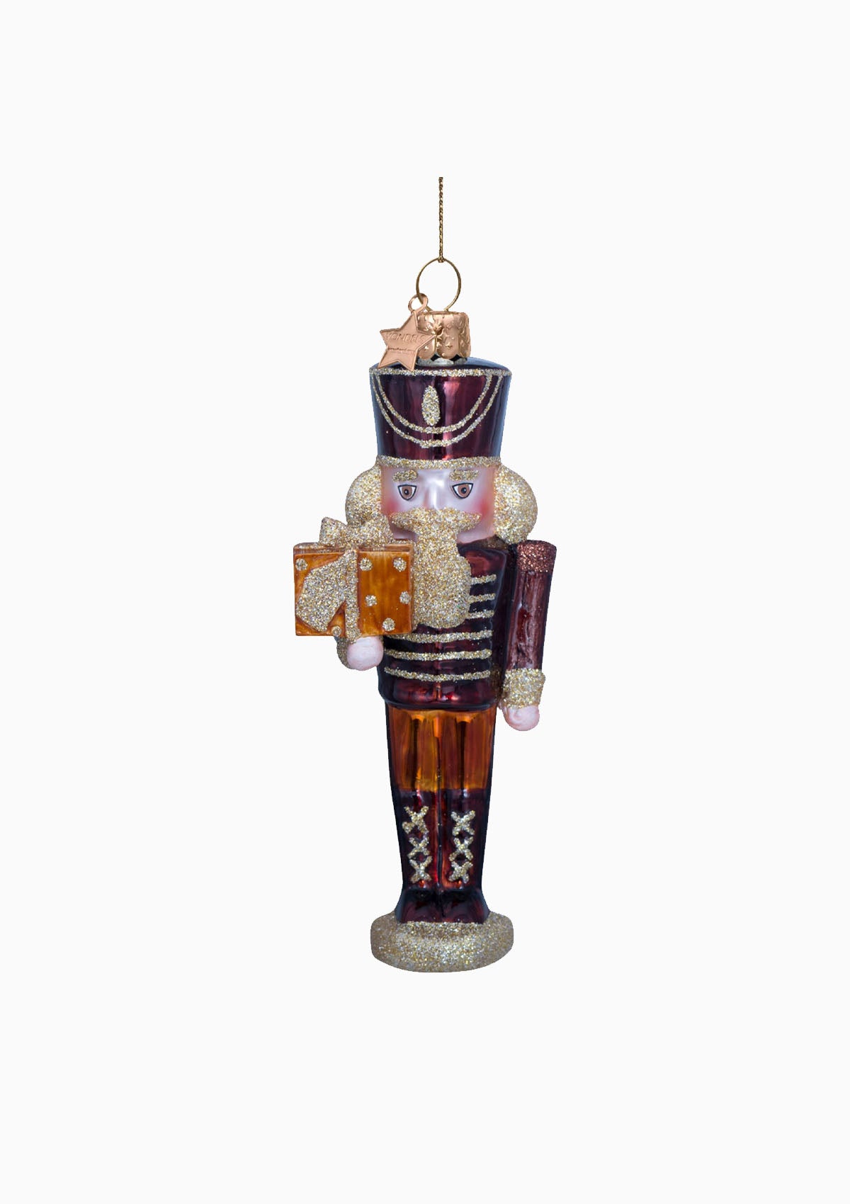 Brown Opal Nutcracker Glass Ornament