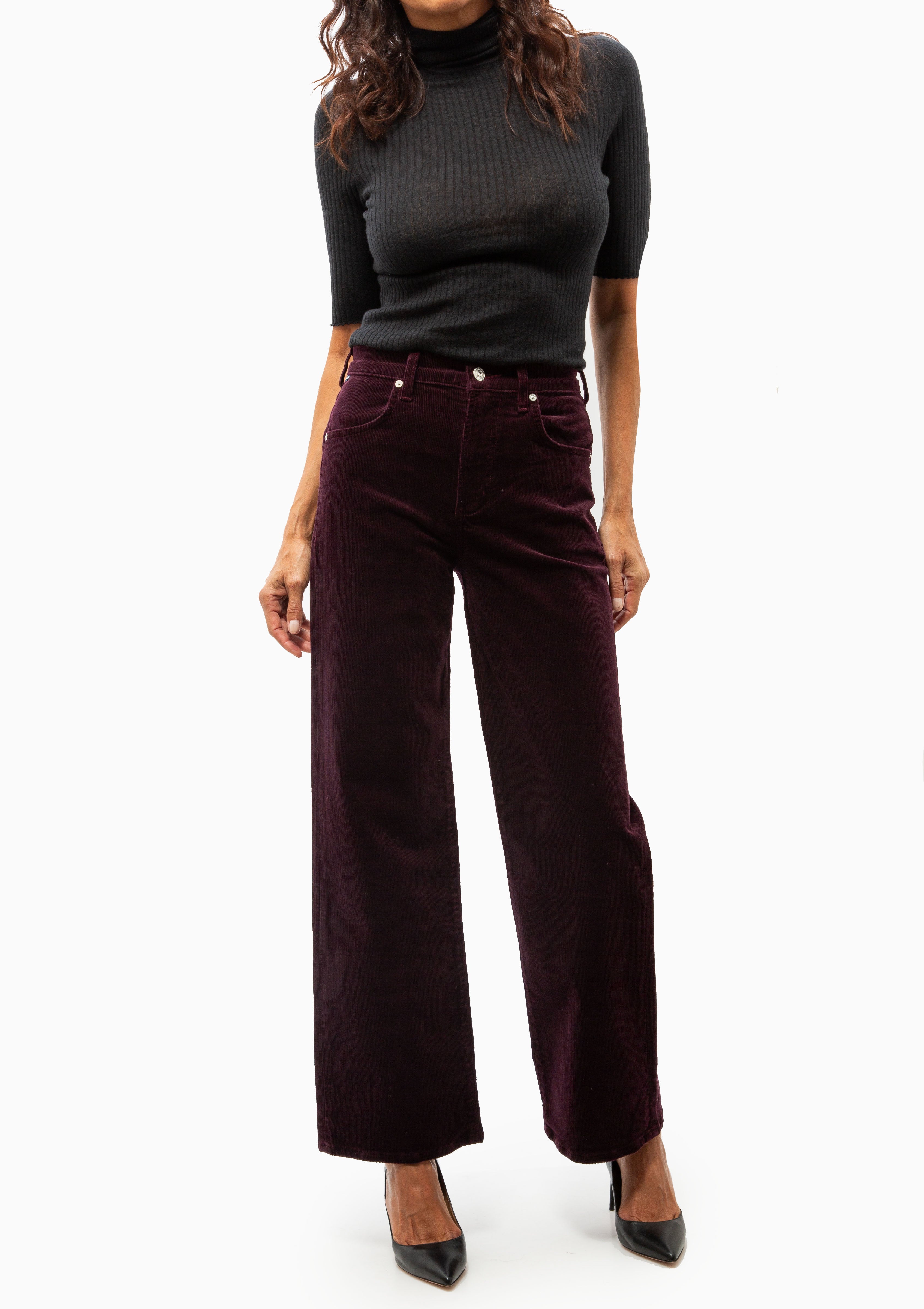 Annina High Rise Wide Leg 30" Corduroy | Bordeaux