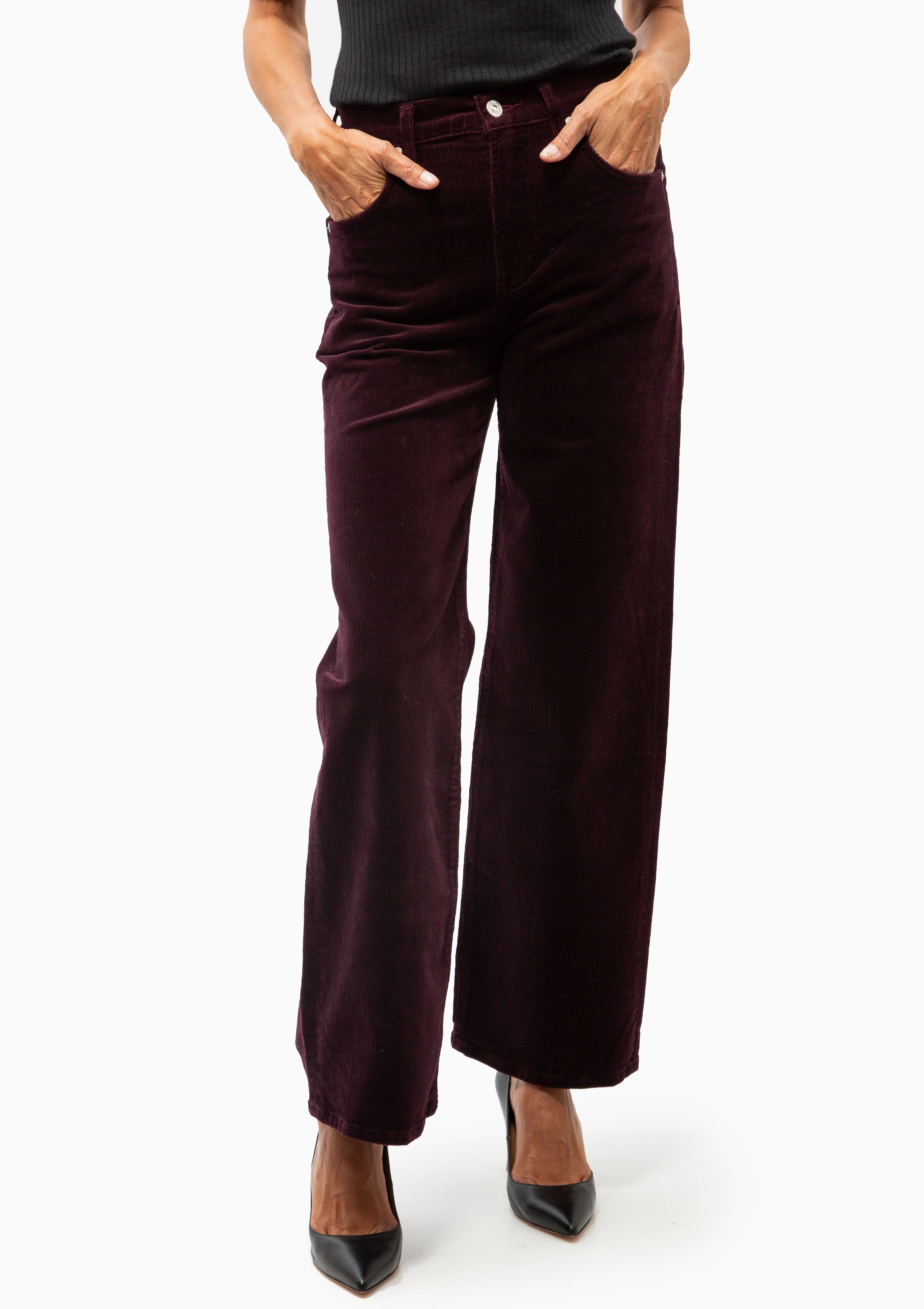 Annina High Rise Wide Leg 30" Corduroy | Bordeaux