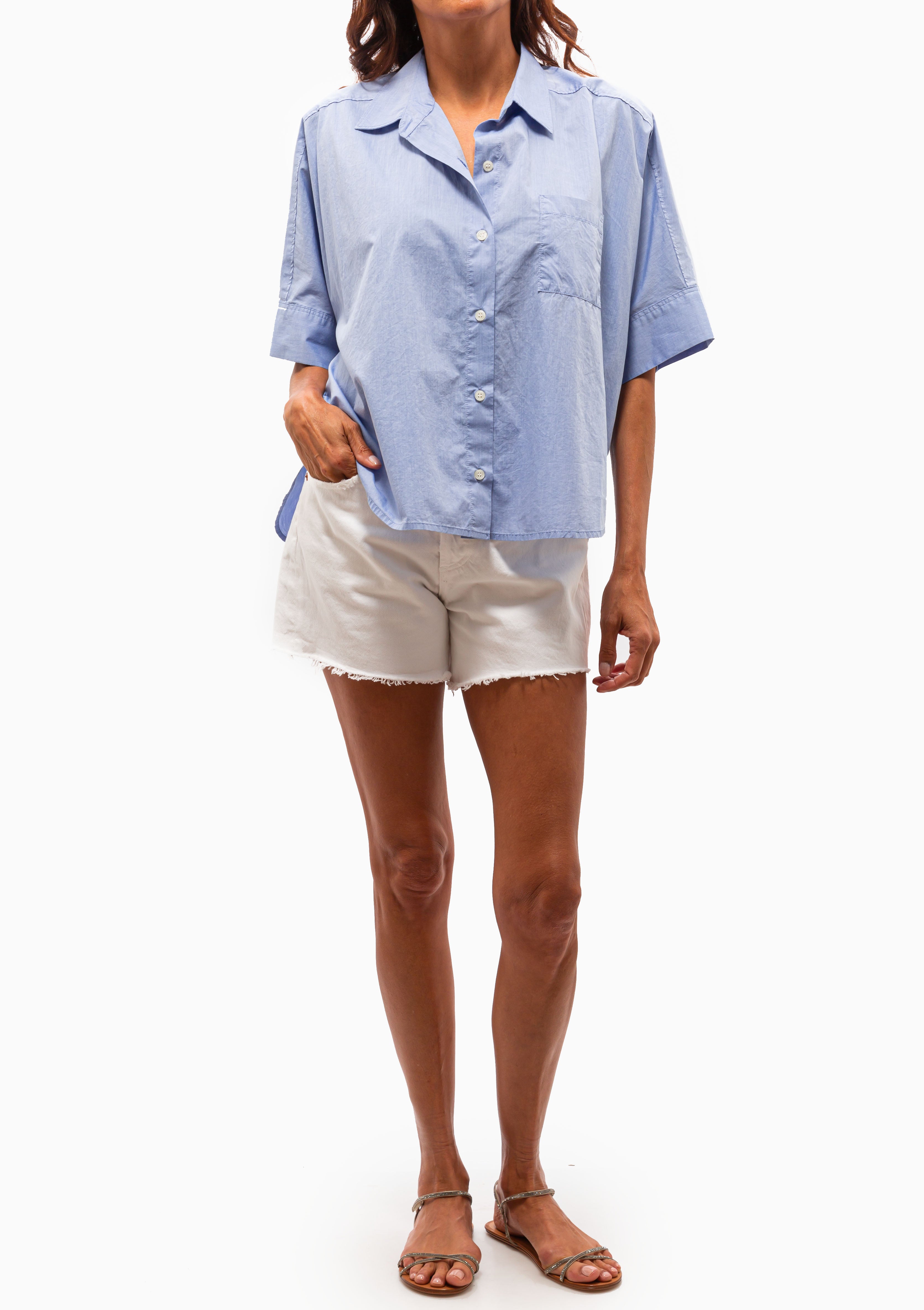 Claire Origami Shirt | Blue End On End