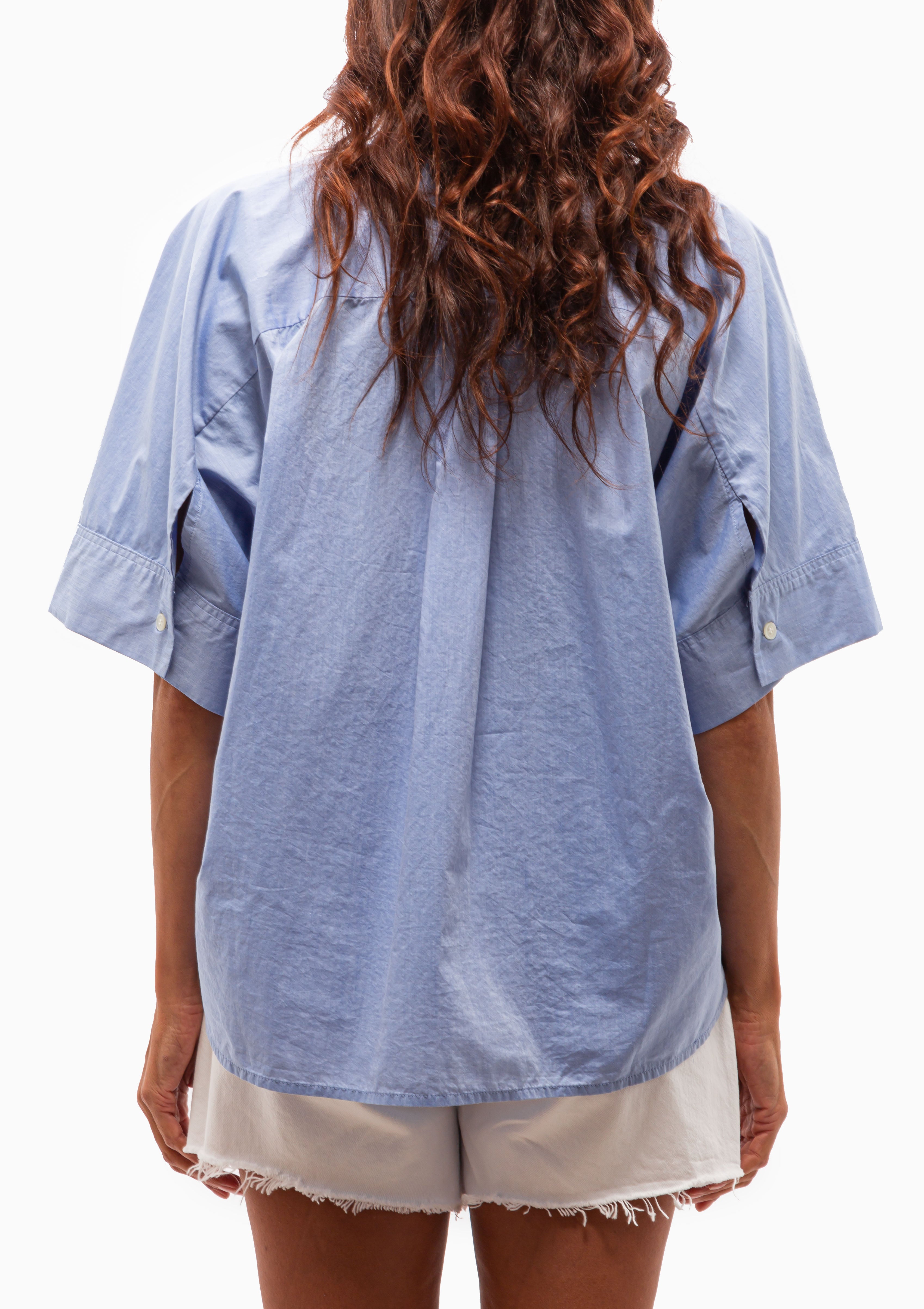 Claire Origami Shirt | Blue End On End