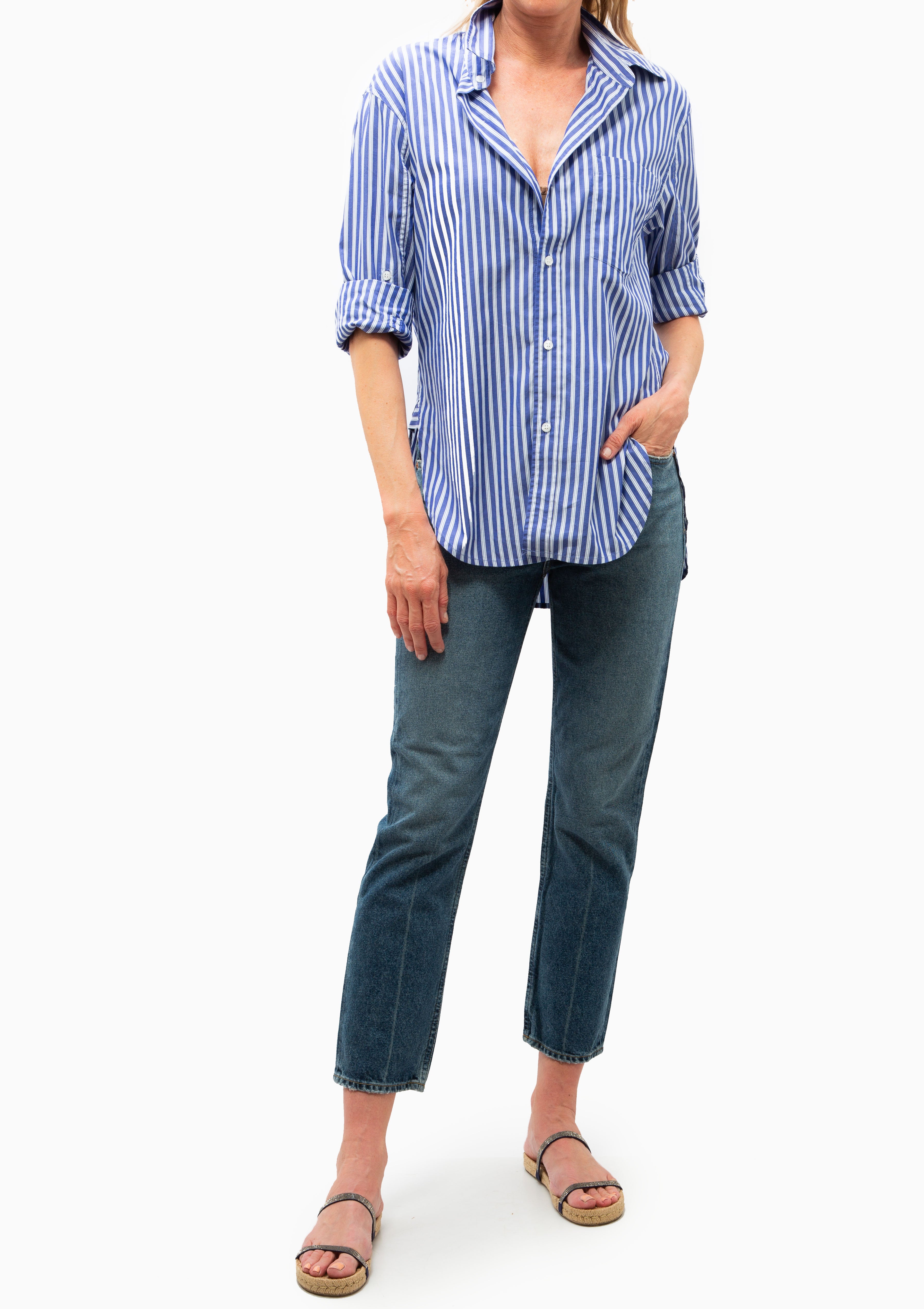 Kayla Shirt | Navy Mesa Stripe