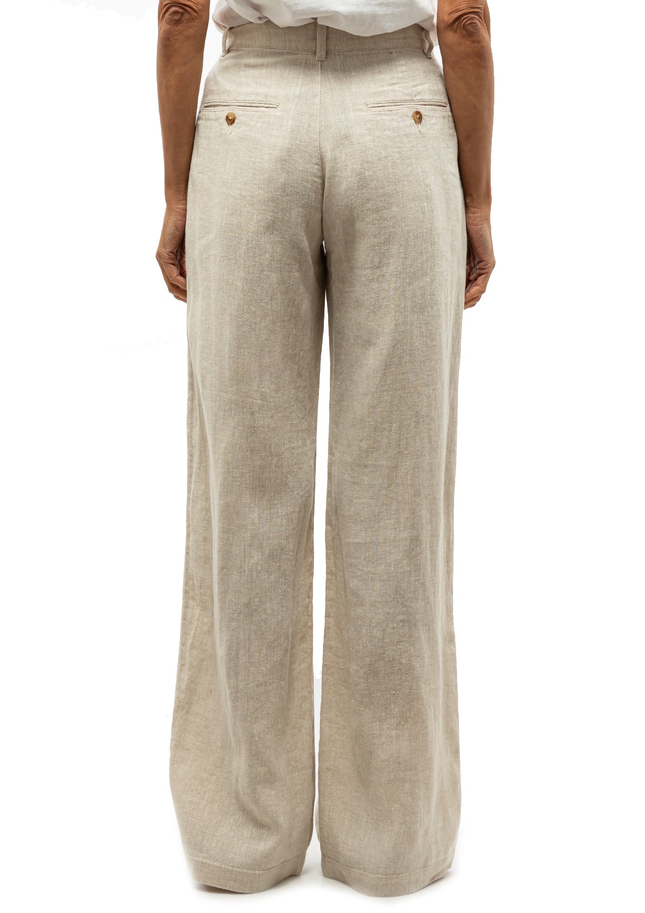 Double Pleat Wide Leg Pant | Natural Linen