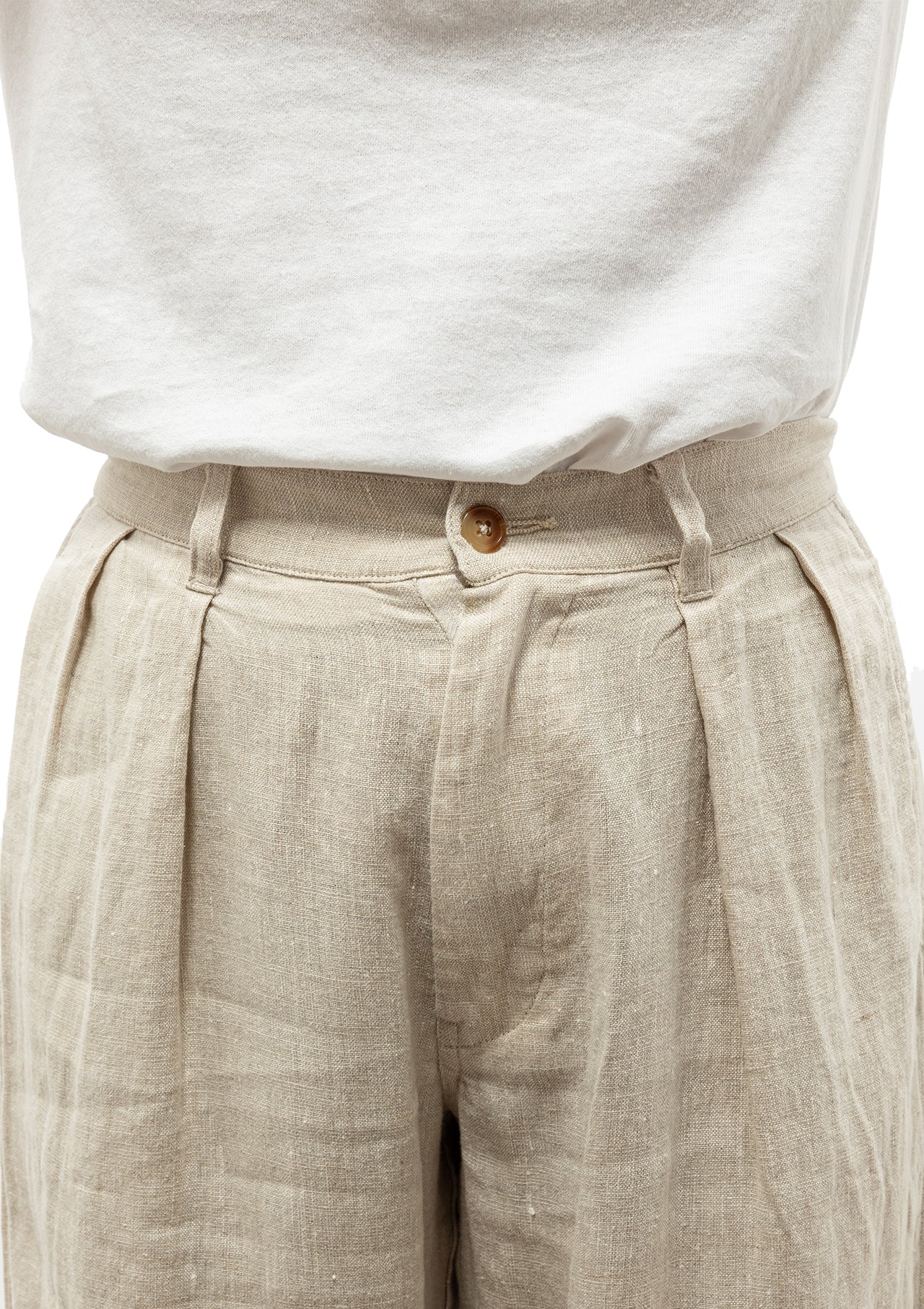 Double Pleat Wide Leg Pant | Natural Linen