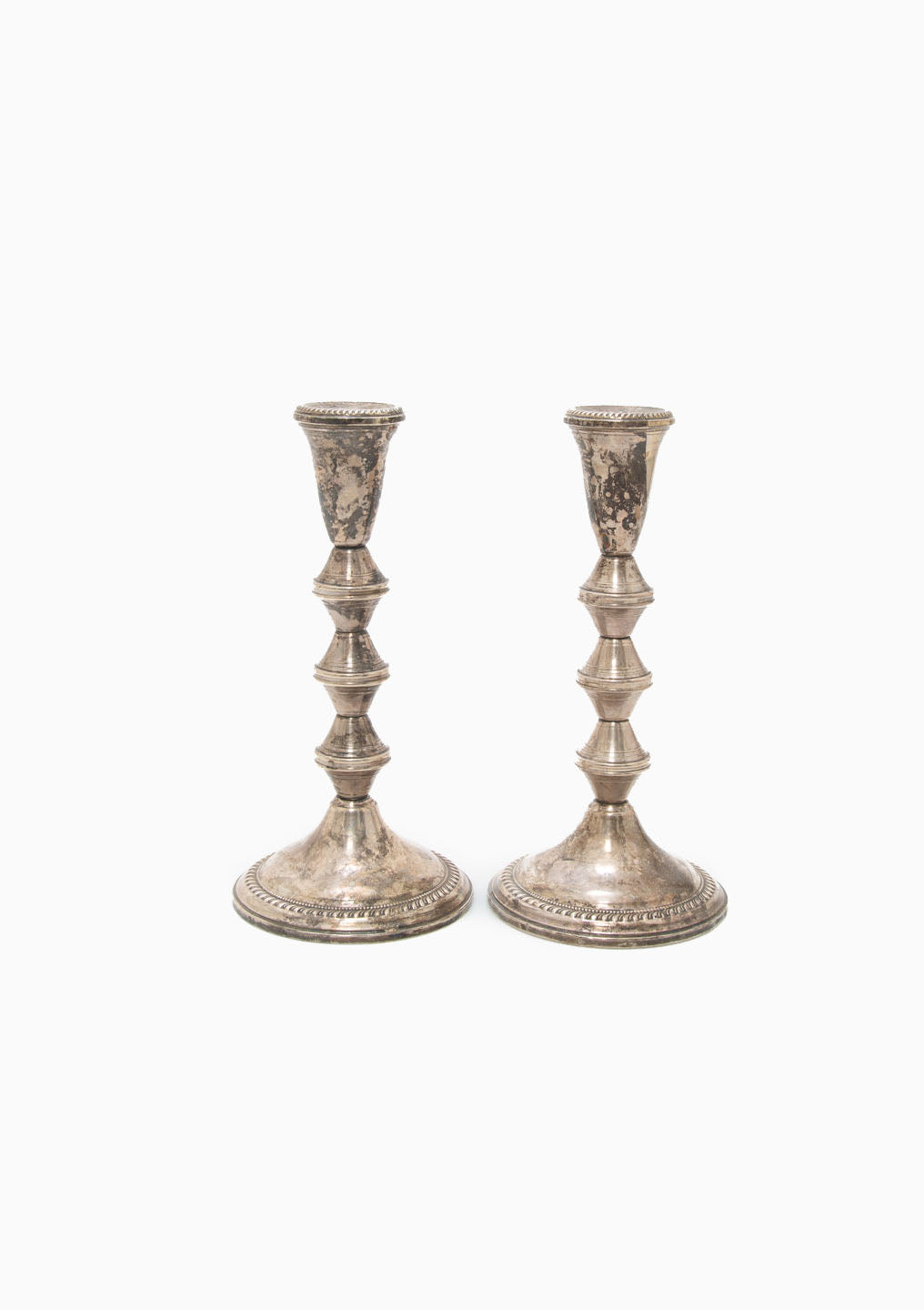 Vintage Silver Candlesticks Pair, 8.25"