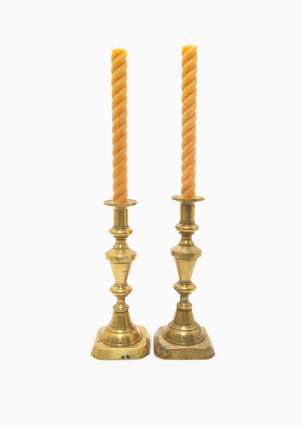 Vintage Brass Mid-1800's Candlesticks Pair, 10"