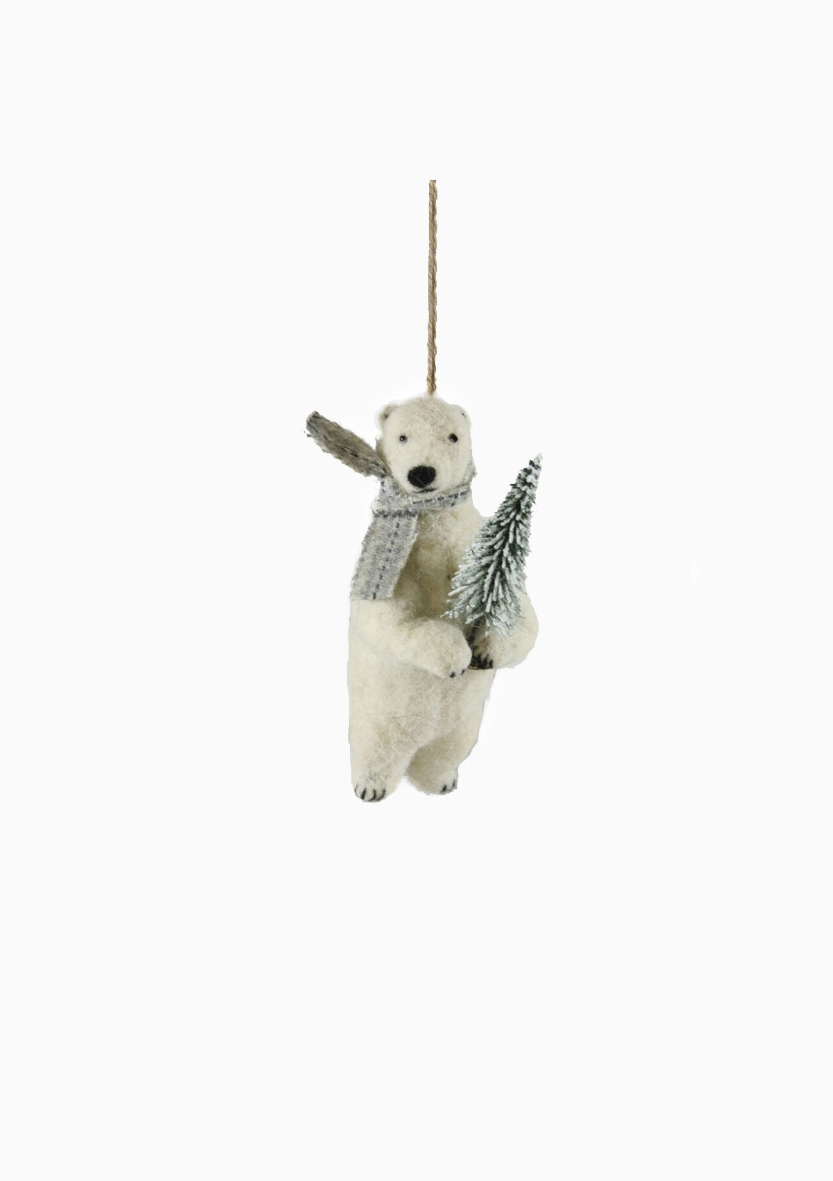 Felt Polar Bear Holding Tree Ornament