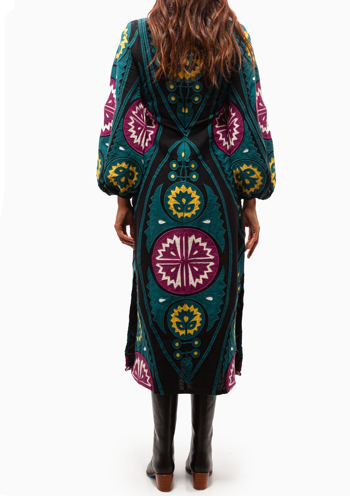 Gael Applique Long Sleeve Dress | Teal