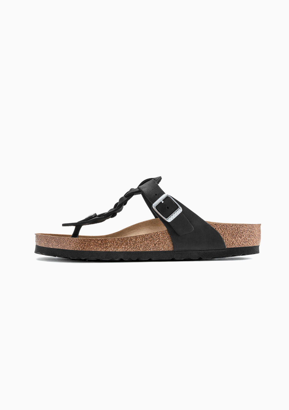 Gizeh Braid Sandal | Black Oiled Leather