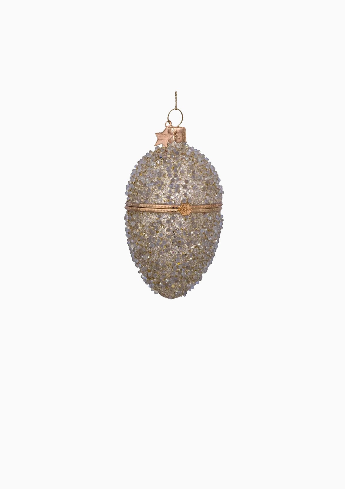 Gold Beaded Glass  Egg Ornament