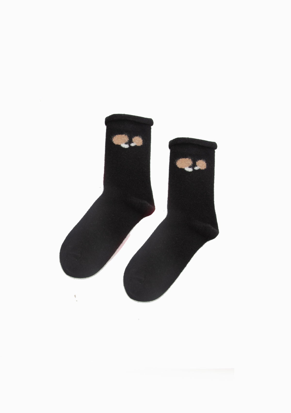 Bella Mushroom Cashmere Crew Socks | Black