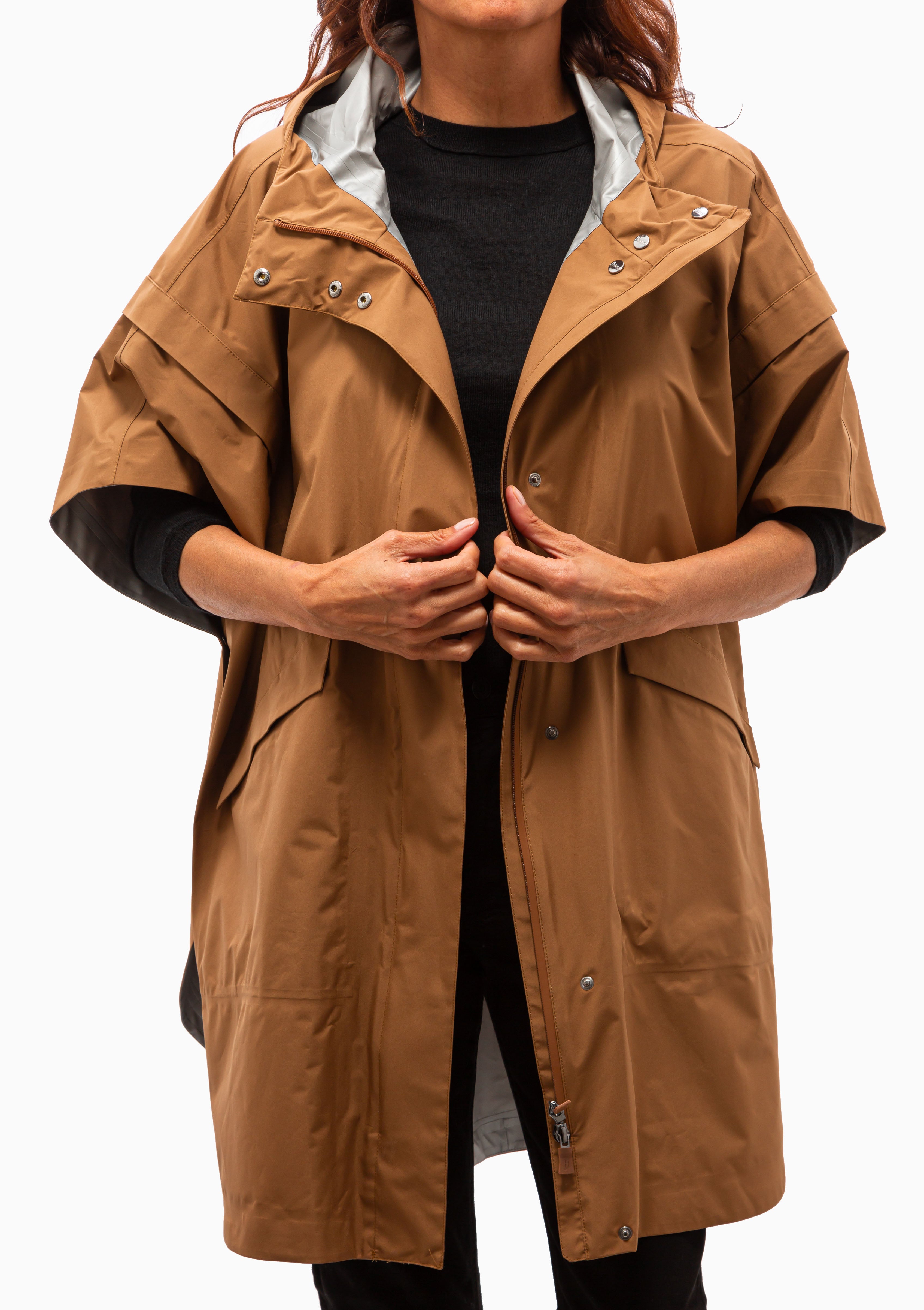 2 Layer Nylon Hooded Poncho | Arancione Bruciato