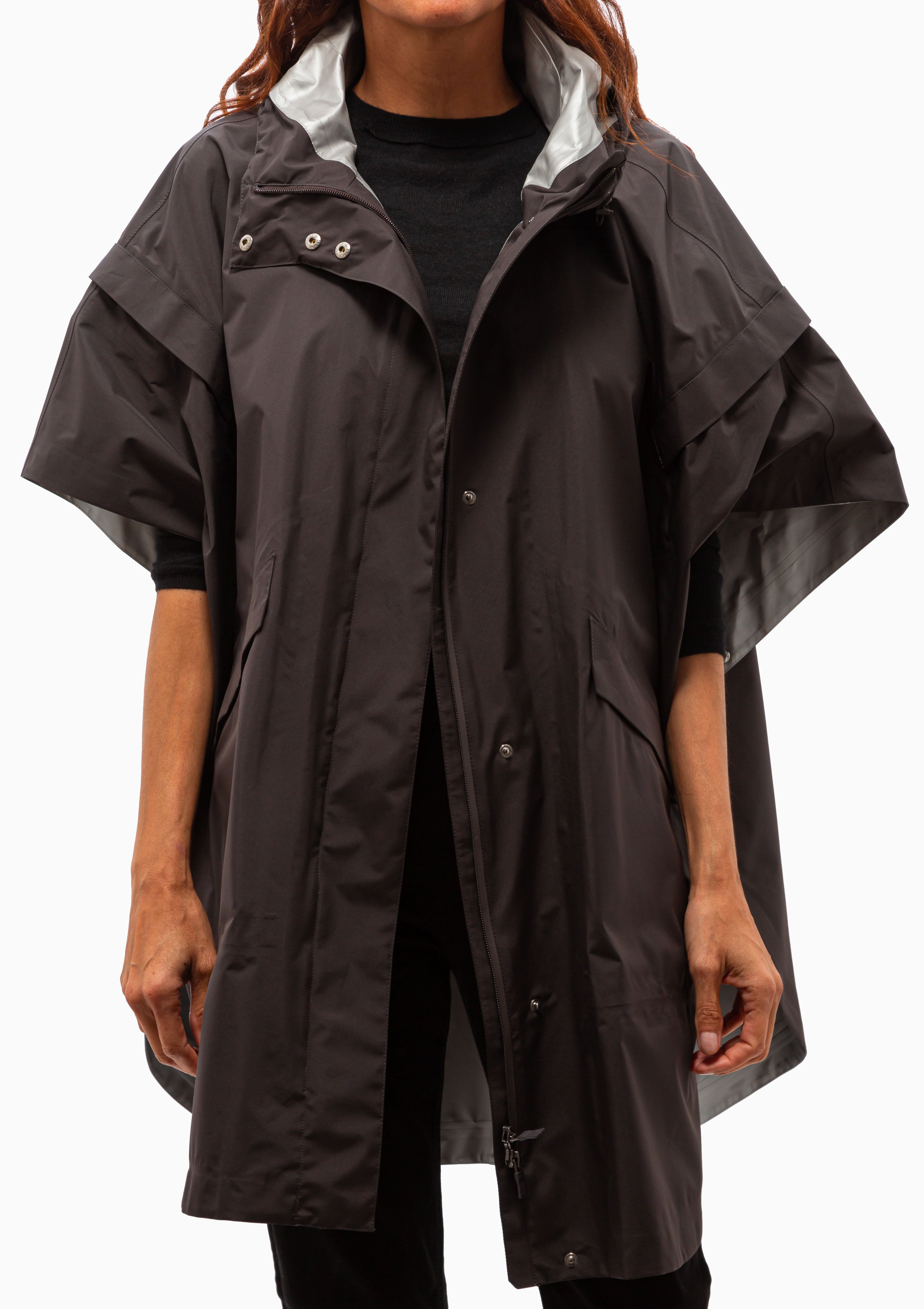 2 Layer Nylon Hooded Poncho | Charcoal