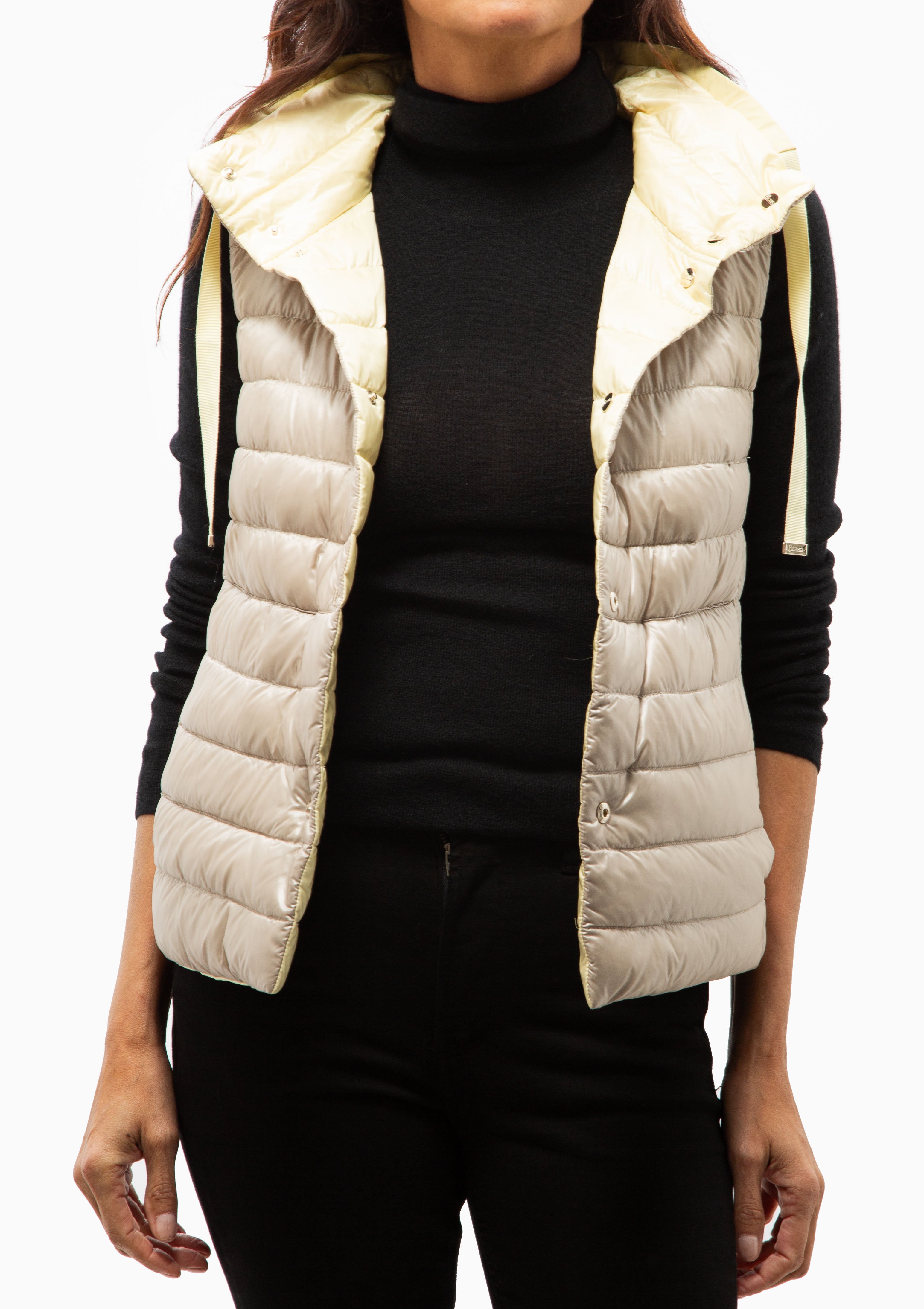 Nylon Ultralight Reversible Vest | Pale Yellow/Champagne