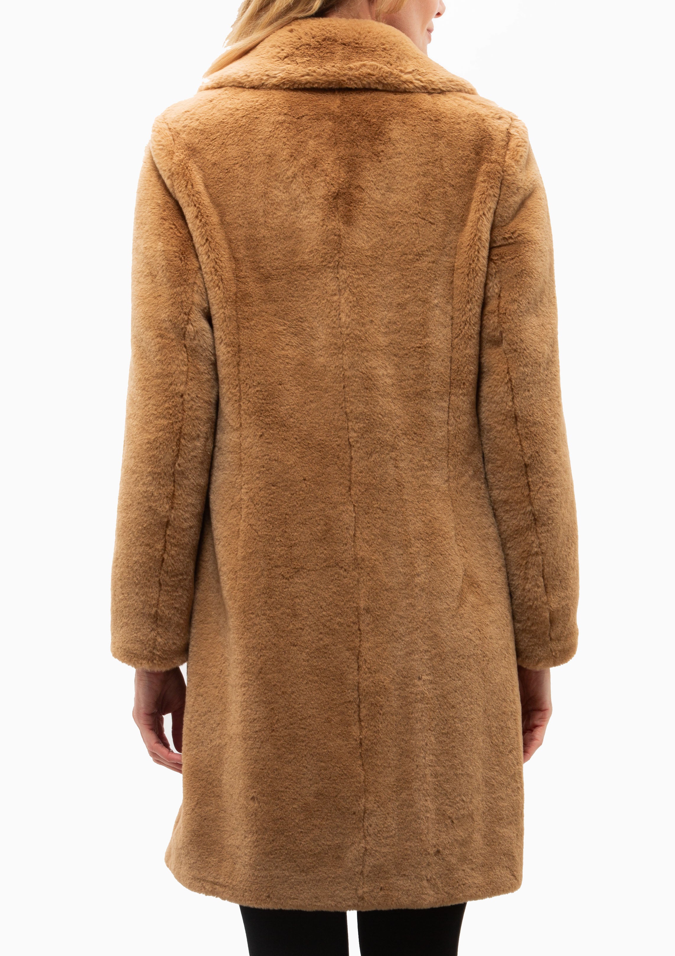 Soft Faux Fur Long Coat | Camel