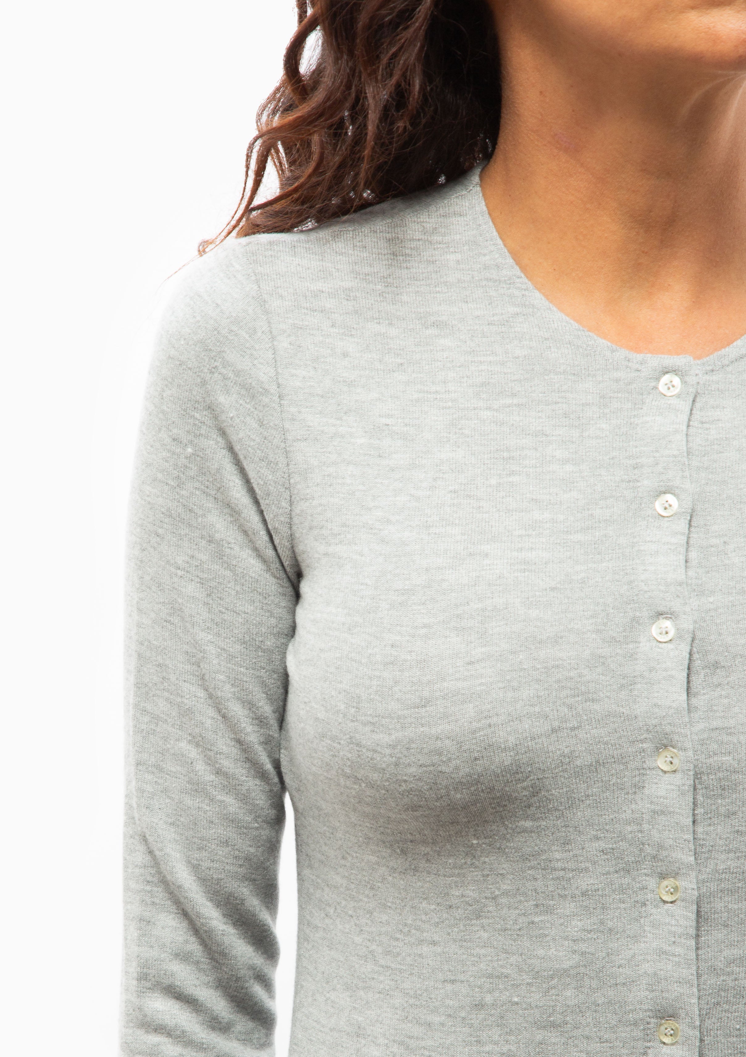 Lauren Classic Cardigan | Grey Melange