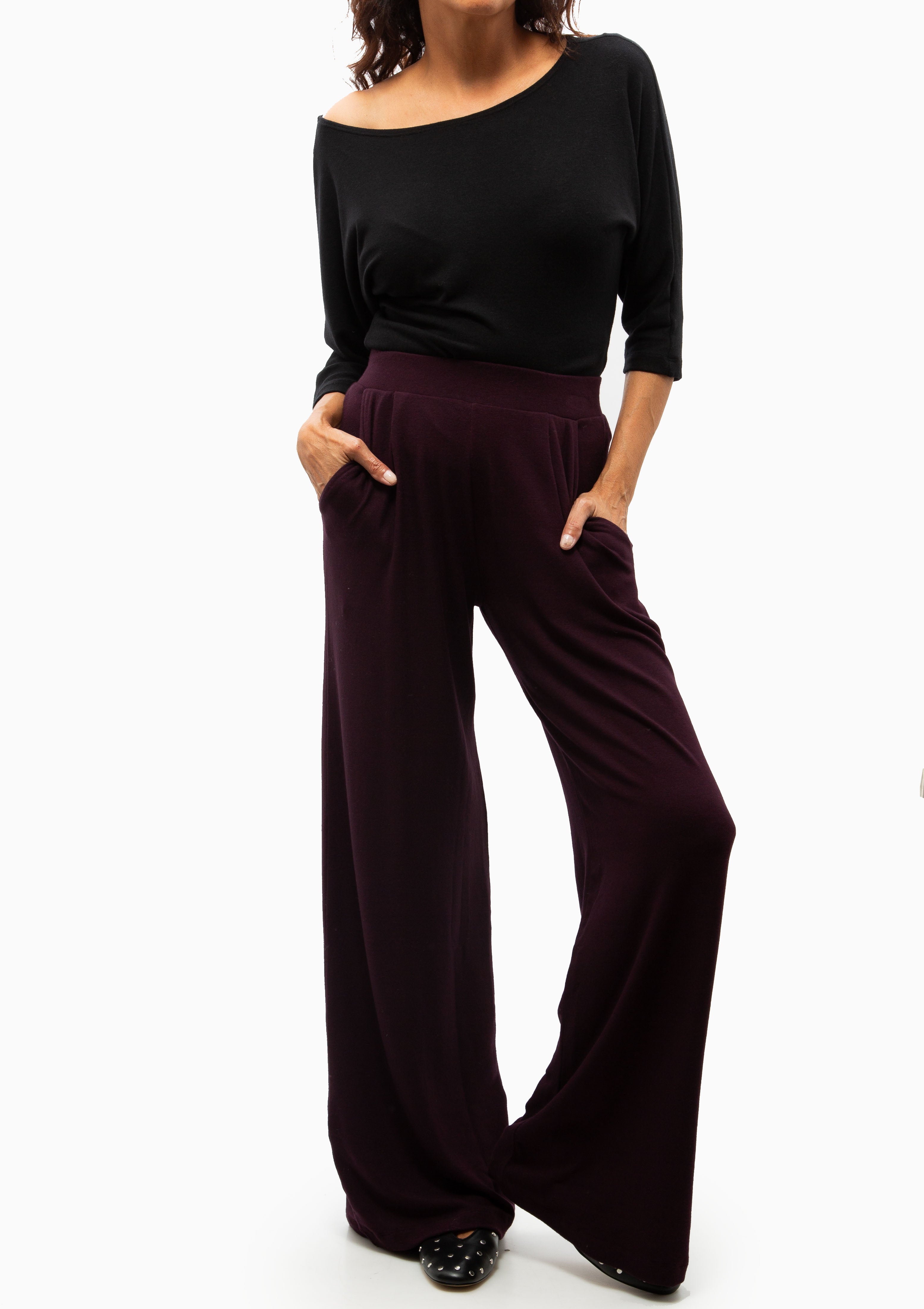 Lauren Pleated Pocket Pant | Dark Berry