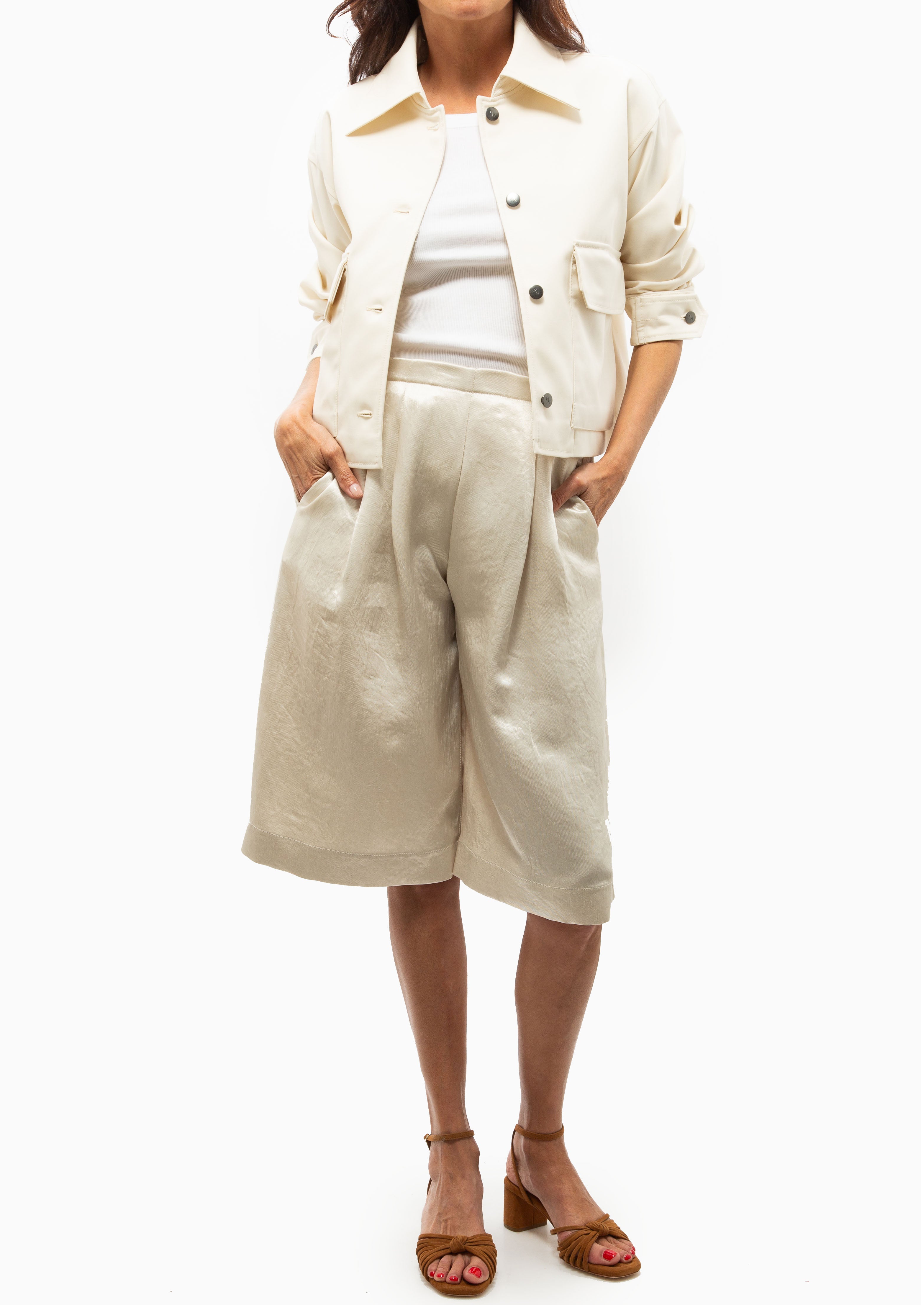 Cropped Swing Jacket | Ivory