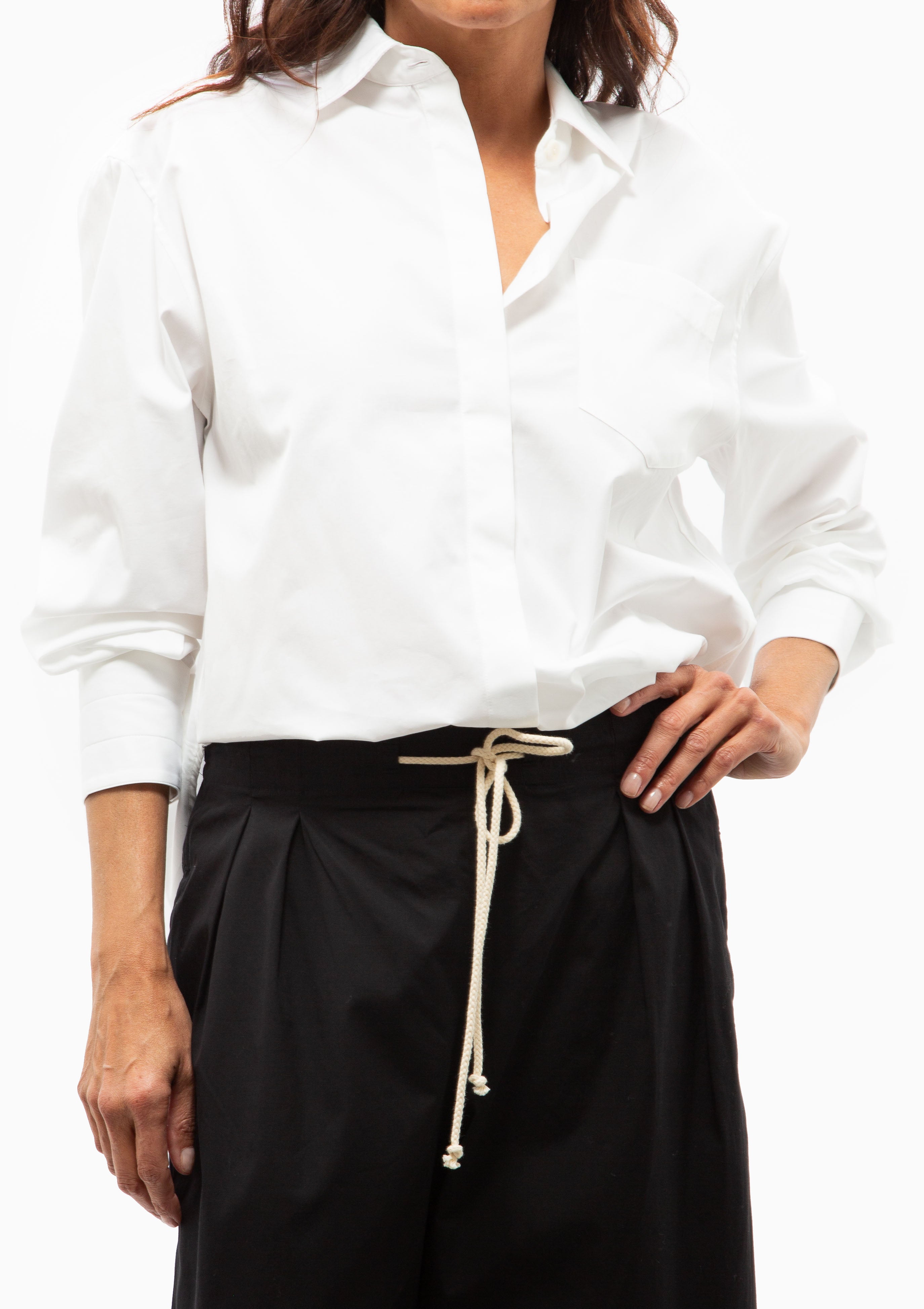 Oversized Covered Placket Shirt | White