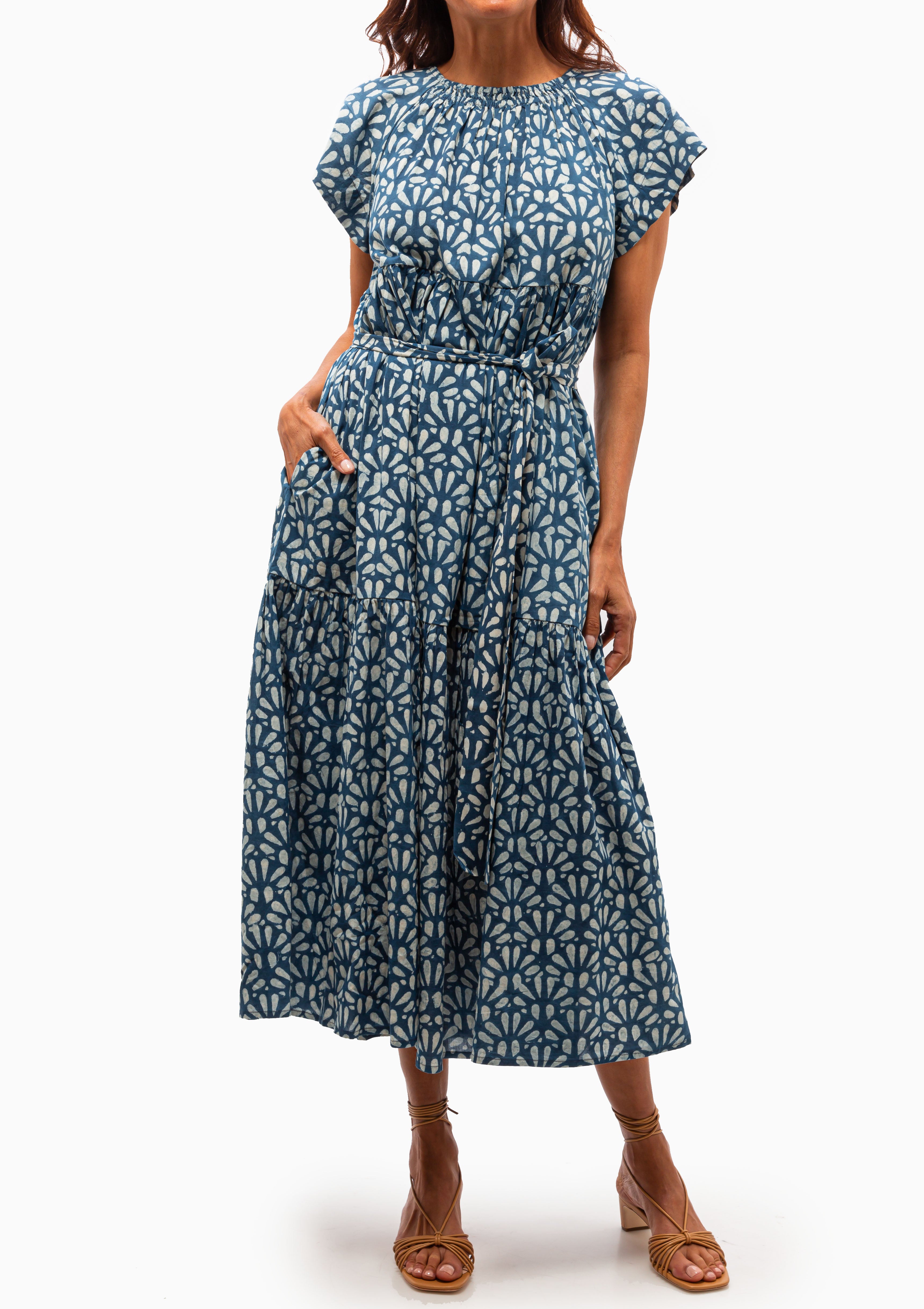 Vienna Maxi Dress | Trellis In Indigo