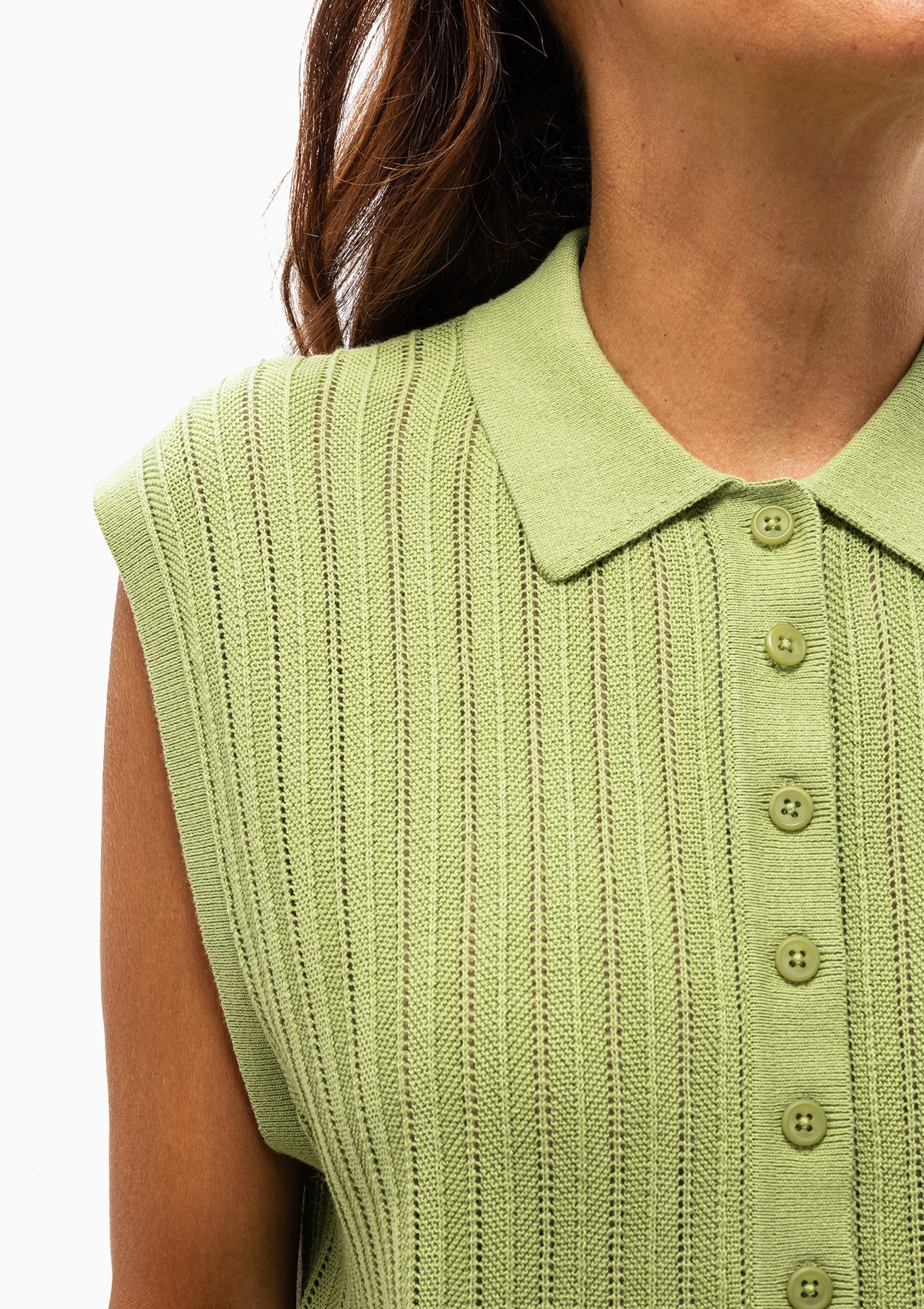 Theo Lace Polo Top | Lemongrass