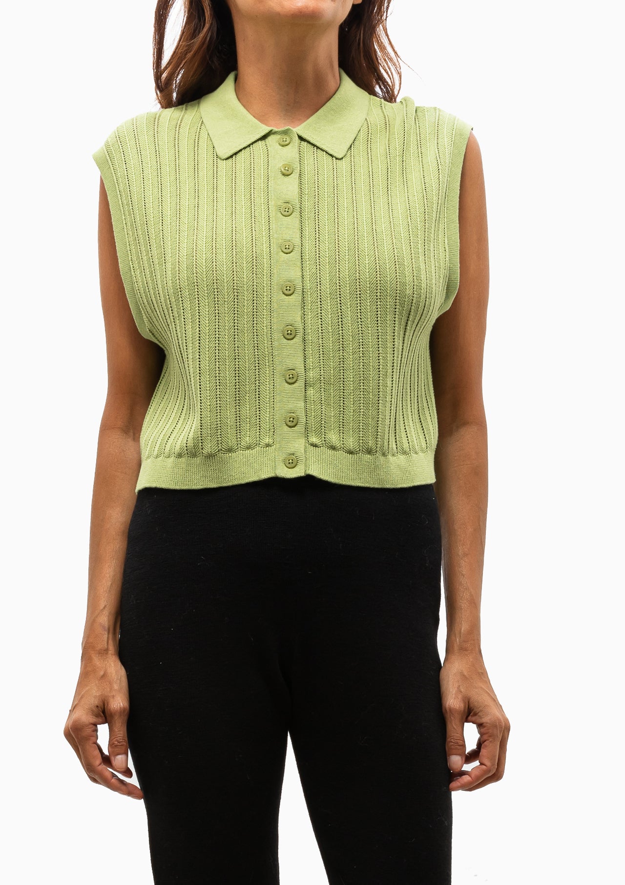 Theo Lace Polo Top | Lemongrass