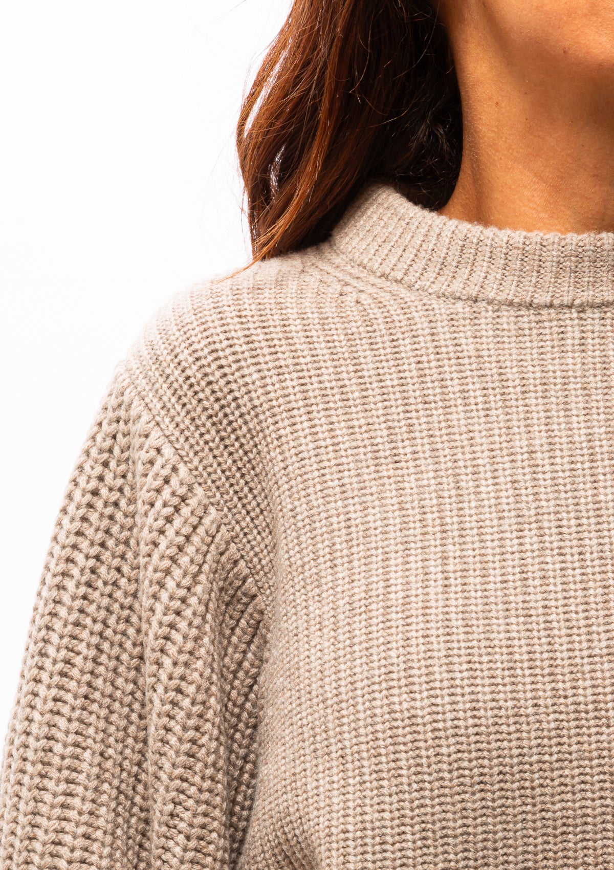 Balloon Sleeve Crew Neck | Roasted Almond