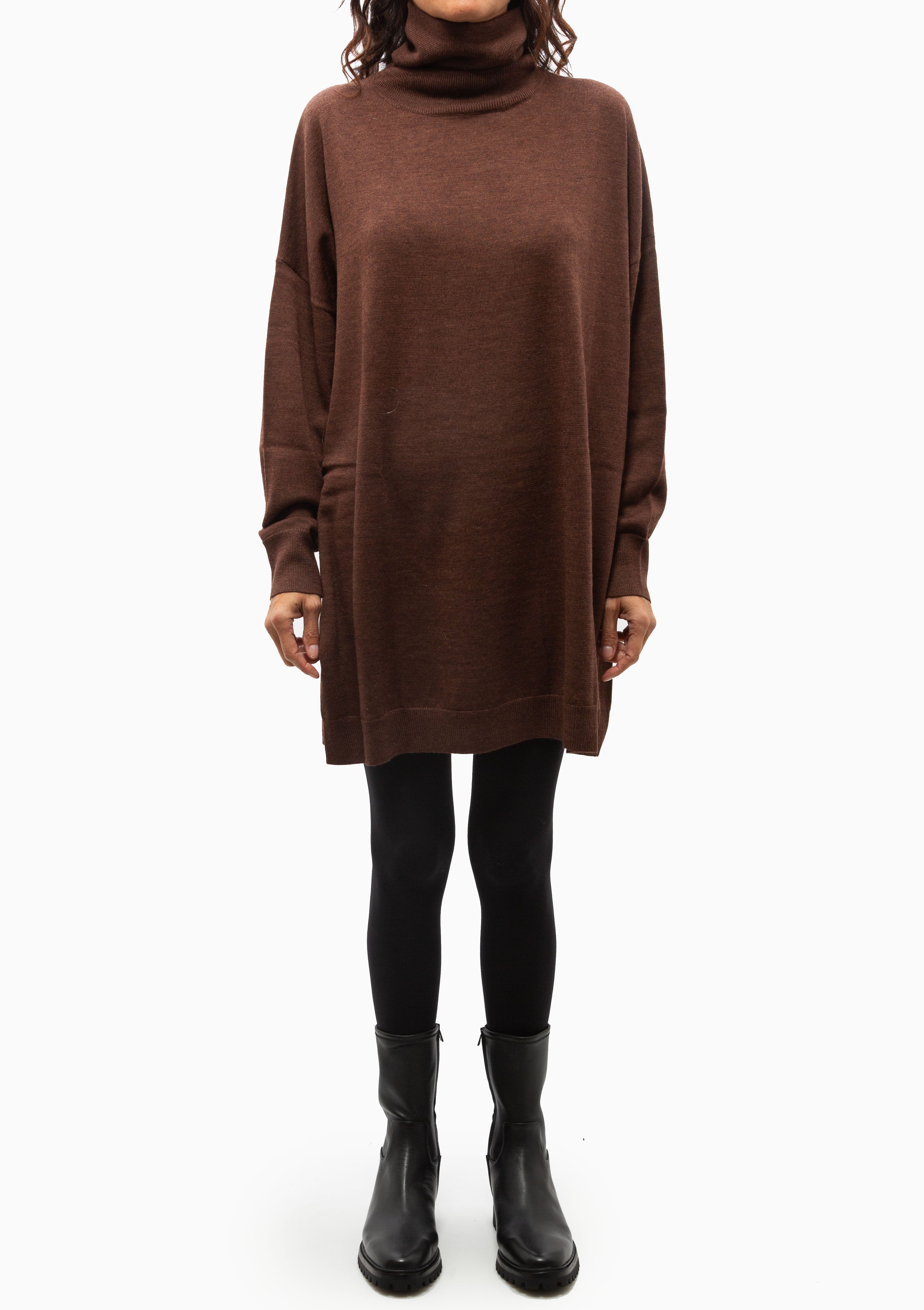 Milo High Neck Mini Dress | Cocoa Brown