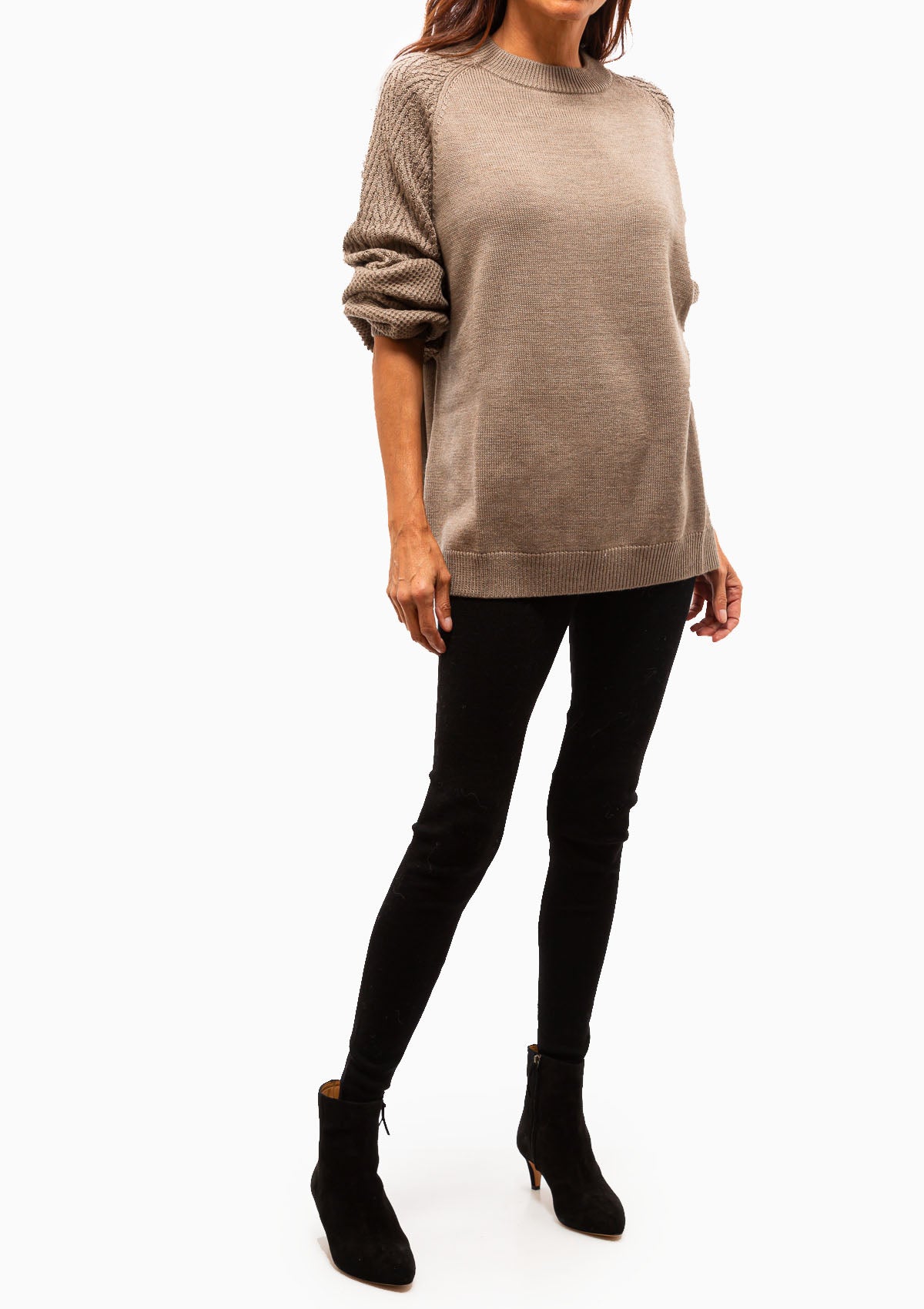 Mixed Stitch Crew Neck | Toffee