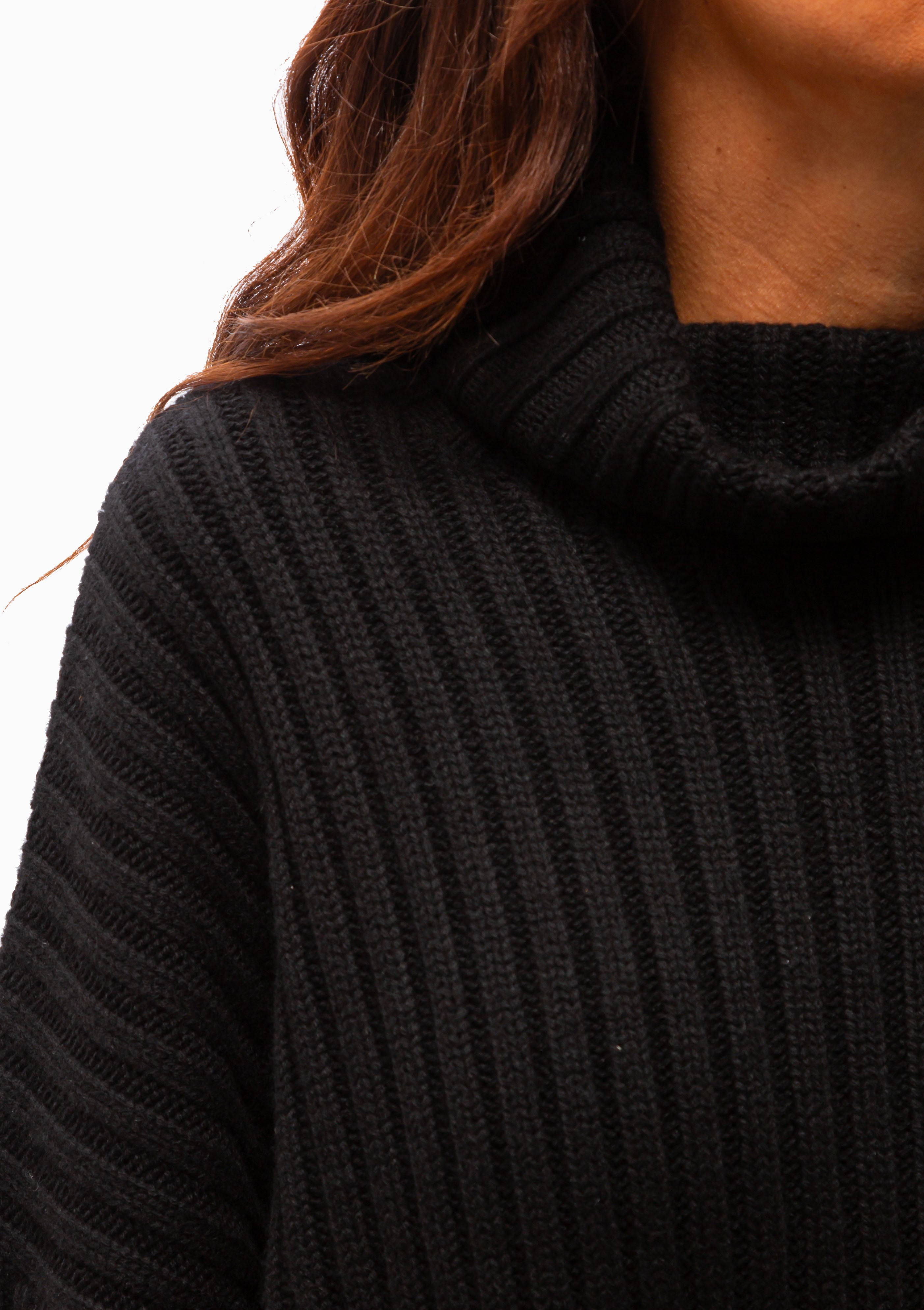 Ribbed High Neck | Black